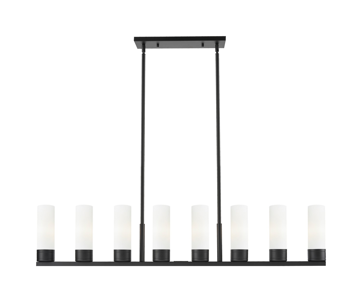Eight Light Linear Pendant by Innovations - Downtown Urban Collection, Matte Black Finish - 617-8I-BK-G617-8WH