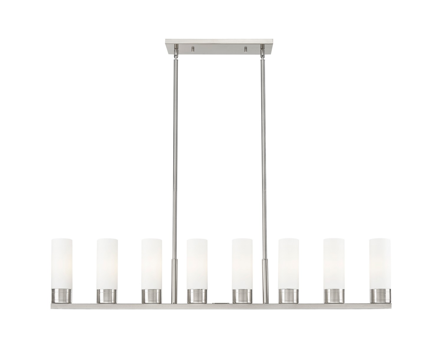 Eight Light Linear Pendant by Innovations - Downtown Urban Collection, Satin Nickel Finish - 617-8I-SN-G617-8WH
