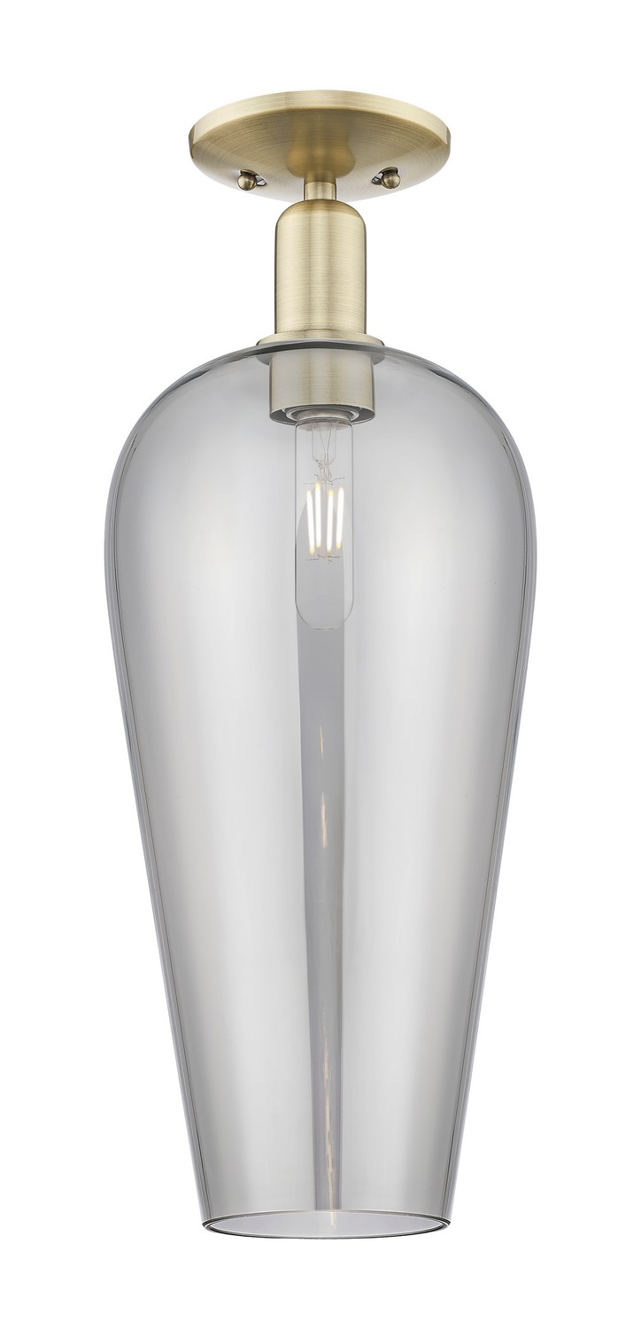 One Light Semi-Flush Mount by Innovations - Arcadia Collection, Antique Brass Finish - 716-1C-AB-G456-8SM