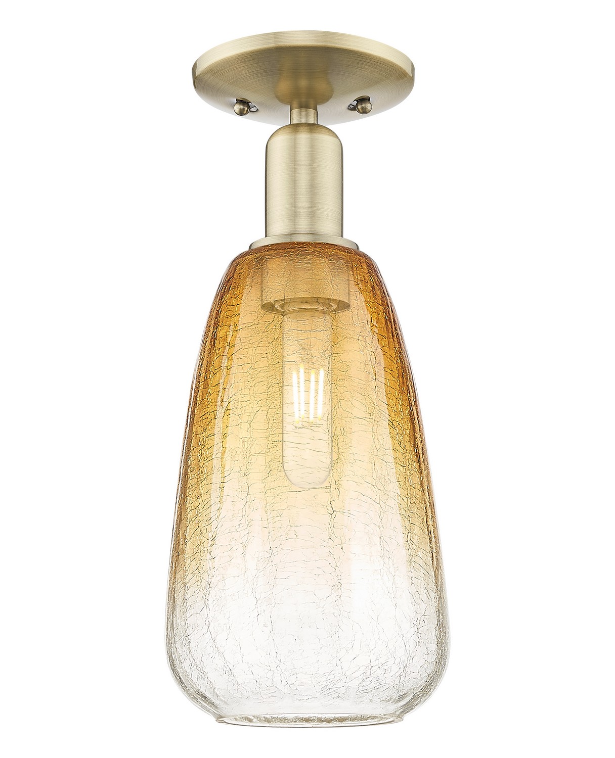 One Light Semi-Flush Mount by Innovations - Arcadia Collection, Antique Brass Finish - 716-1C-AB-G480-6AM