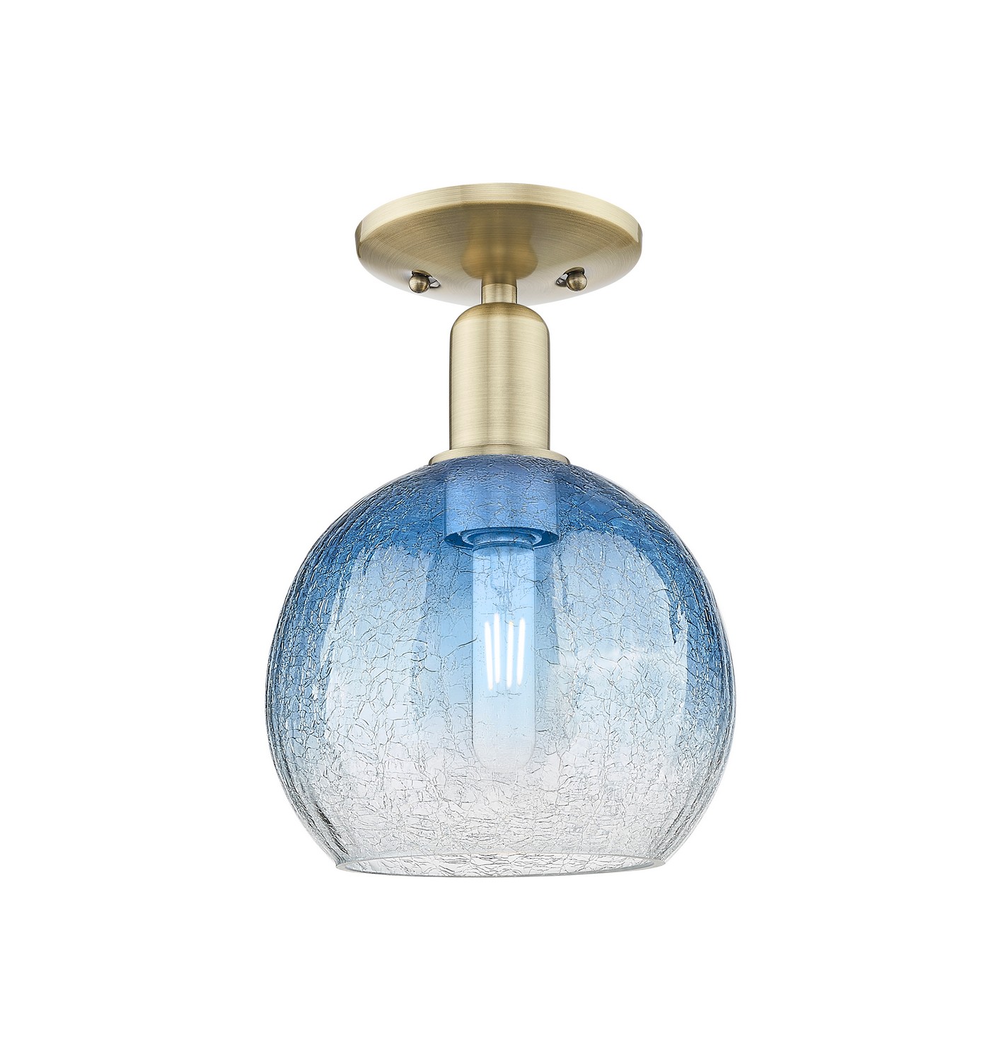 One Light Semi-Flush Mount by Innovations - Arcadia Collection, Antique Brass Finish - 716-1C-AB-G483-8SB