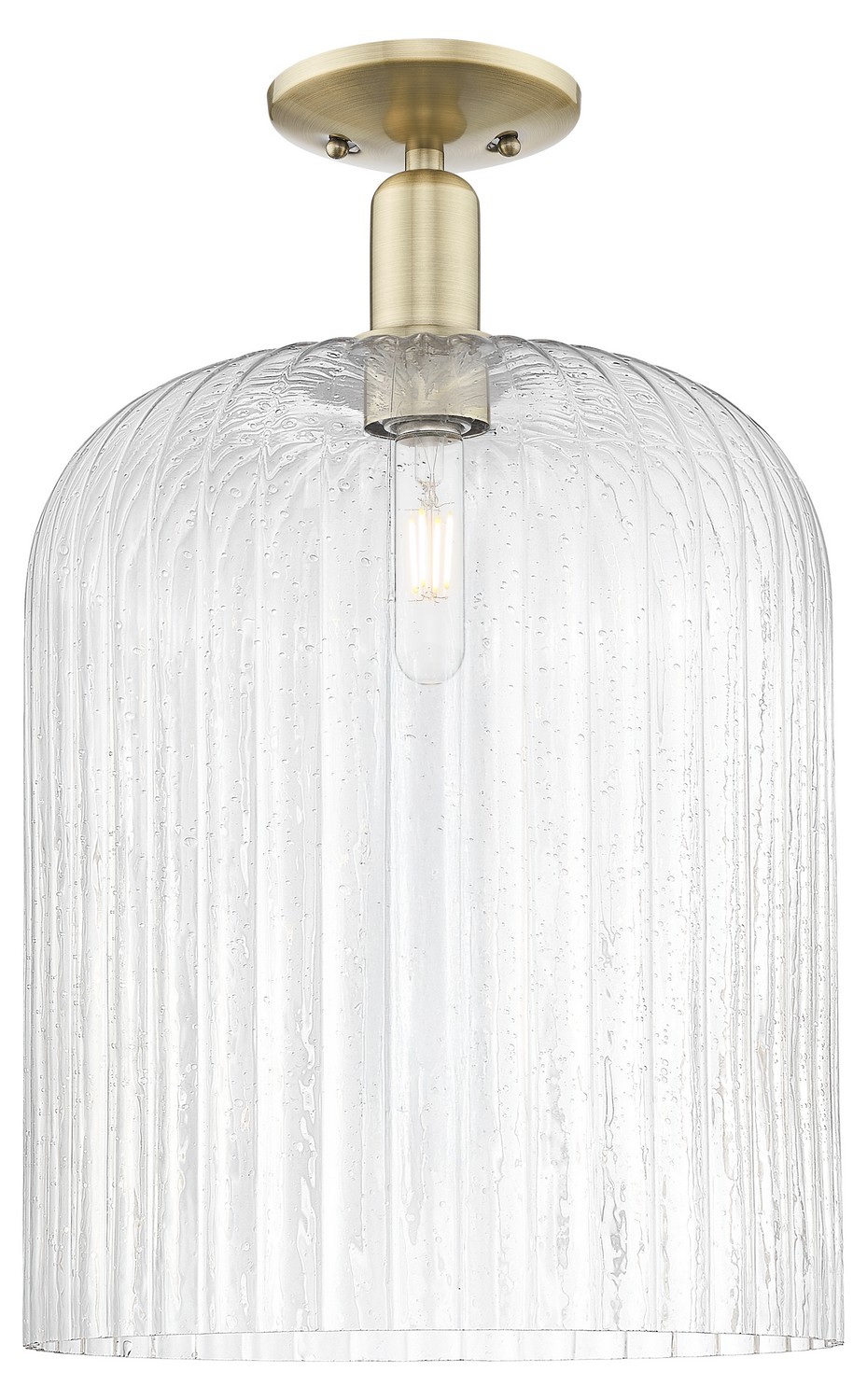 One Light Semi-Flush Mount by Innovations - Arcadia Collection, Antique Brass Finish - 716-1C-AB-G559-12SDY