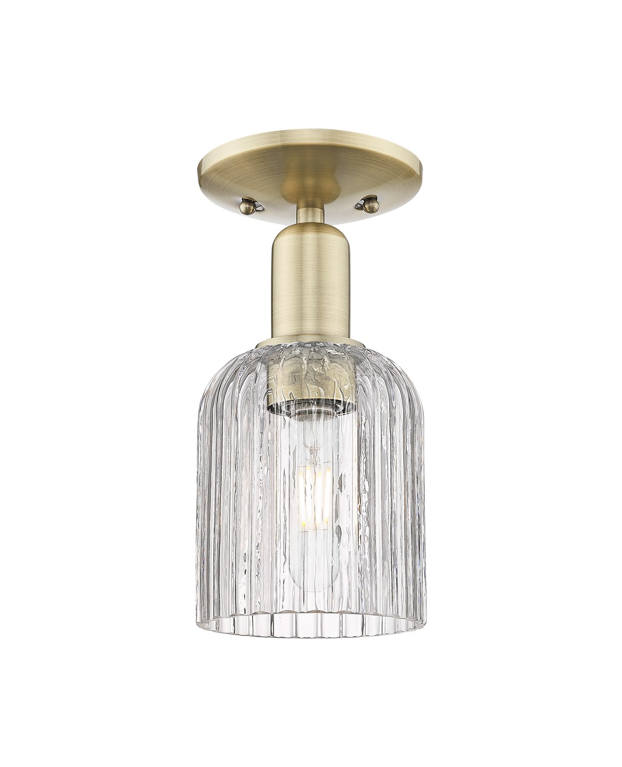One Light Semi-Flush Mount by Innovations - Arcadia Collection, Antique Brass Finish - 716-1C-AB-G559-5CL