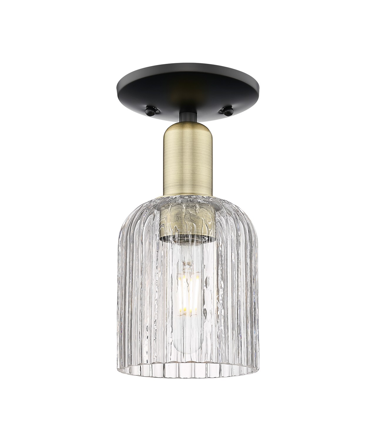 One Light Semi-Flush Mount by Innovations - Arcadia Collection, Black Antique Brass Finish - 716-1C-BAB-G559-5CL
