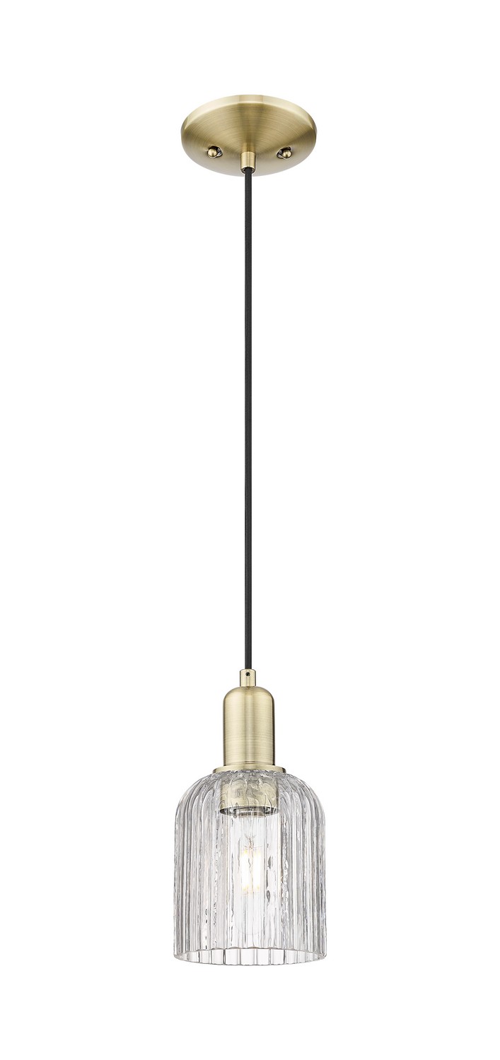One Light Mini Pendant by Innovations - Arcadia Collection, Antique Brass Finish - 716-1P-AB-G559-5CL