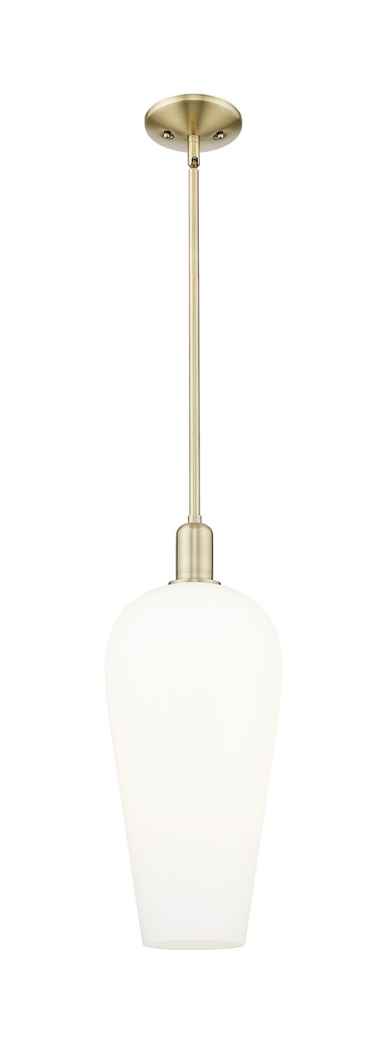 One Light Mini Pendant by Innovations - Arcadia Collection, Antique Brass Finish - 716-1S-AB-G456-8WH