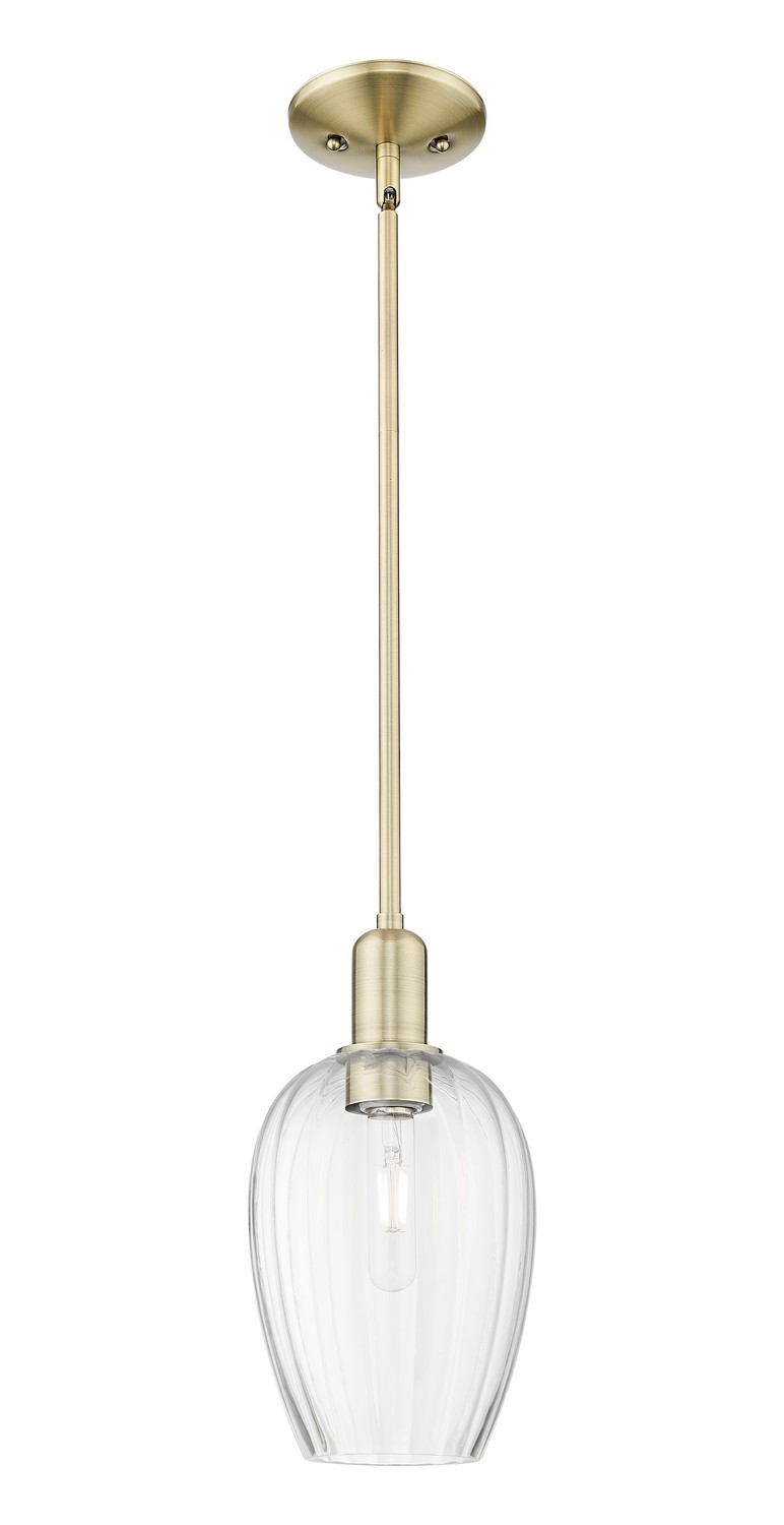 One Light Mini Pendant by Innovations - Arcadia Collection, Antique Brass Finish - 716-1S-AB-G457-6CL