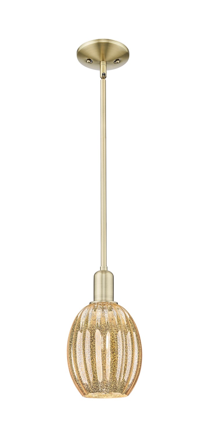 One Light Mini Pendant by Innovations - Arcadia Collection, Antique Brass Finish - 716-1S-AB-G459-6ME