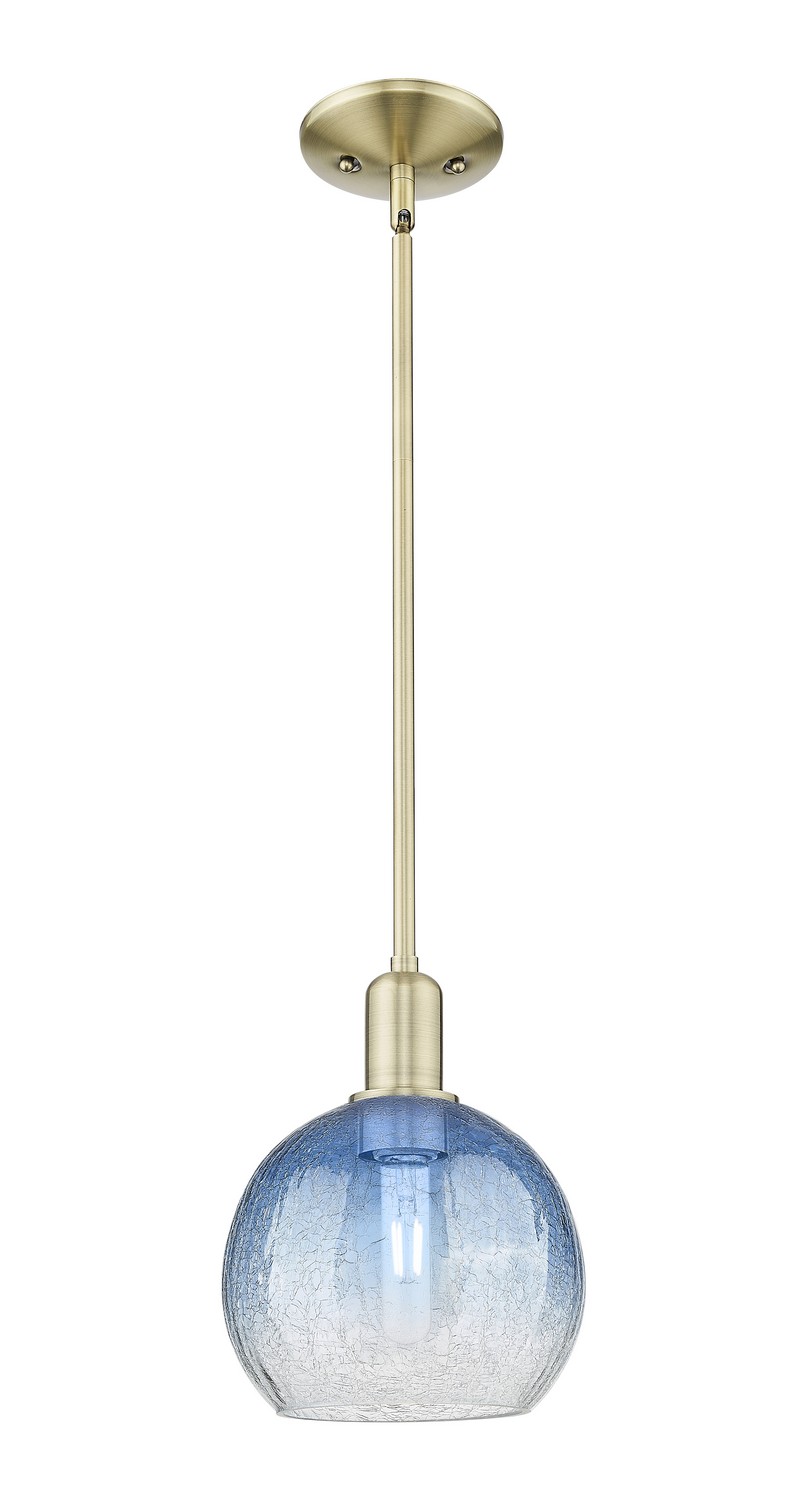 One Light Mini Pendant by Innovations - Arcadia Collection, Antique Brass Finish - 716-1S-AB-G483-8SB