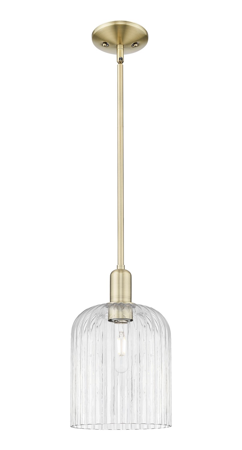 One Light Mini Pendant by Innovations - Arcadia Collection, Antique Brass Finish - 716-1S-AB-G559-8CL