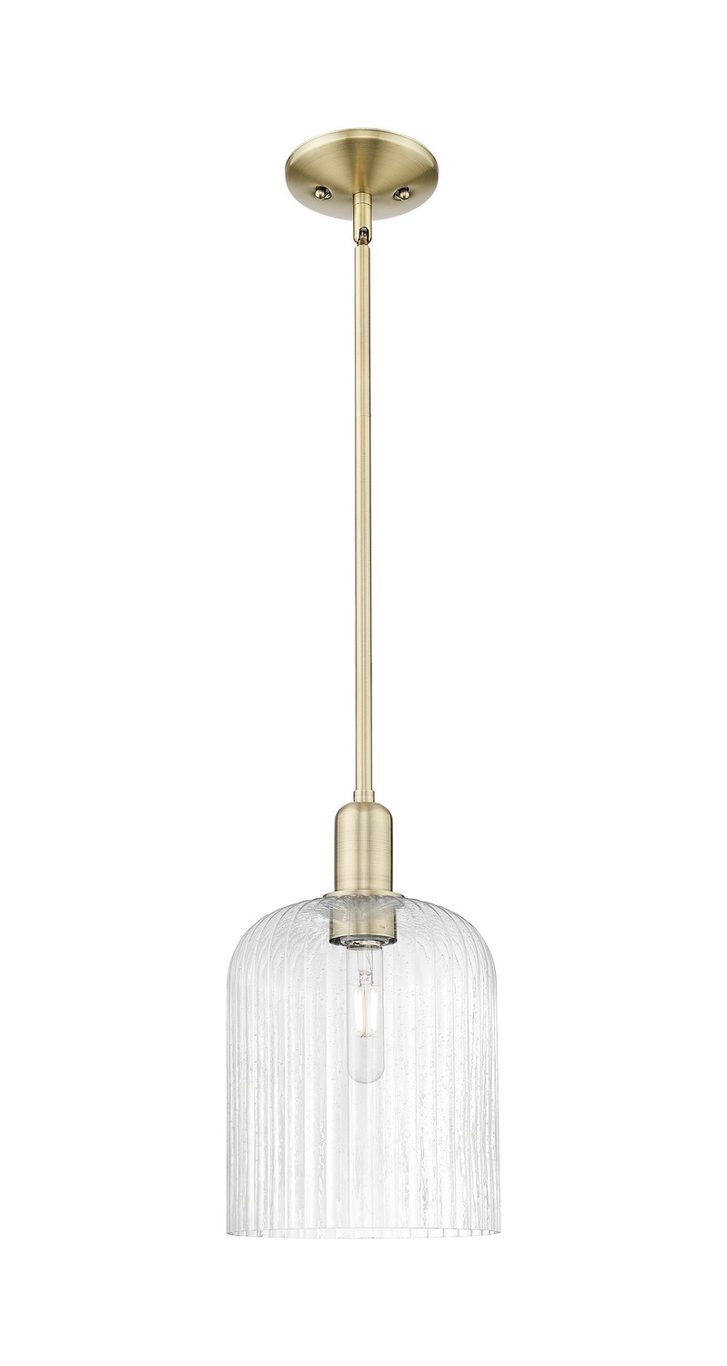 One Light Mini Pendant by Innovations - Arcadia Collection, Antique Brass Finish - 716-1S-AB-G559-8SDY