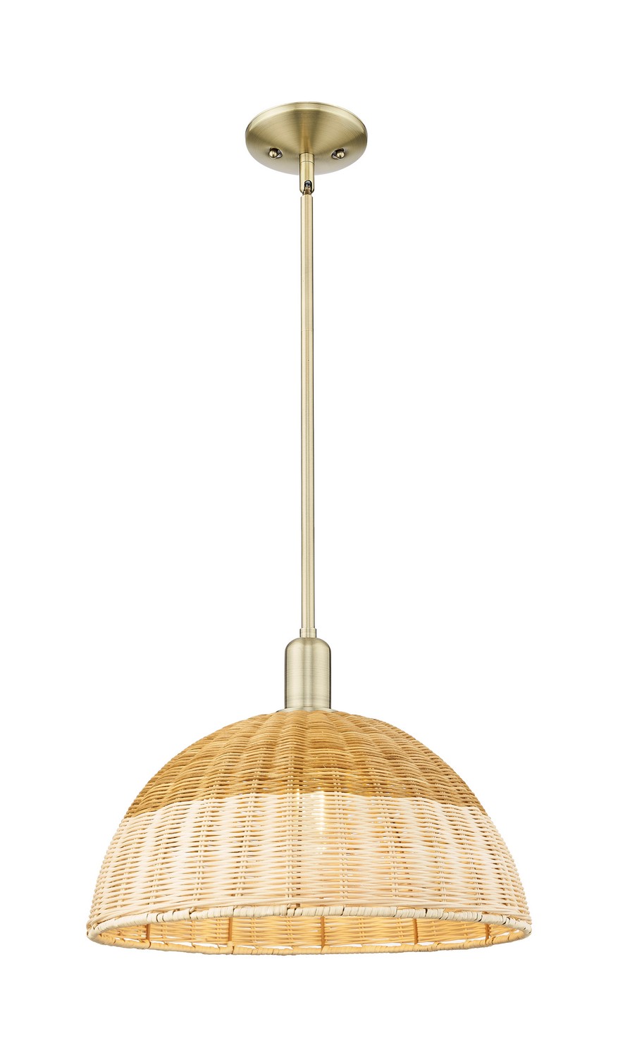 One Light Mini Pendant by Innovations - Arcadia Collection, Antique Brass Finish - 716-1S-AB-NBD2-16-NAT