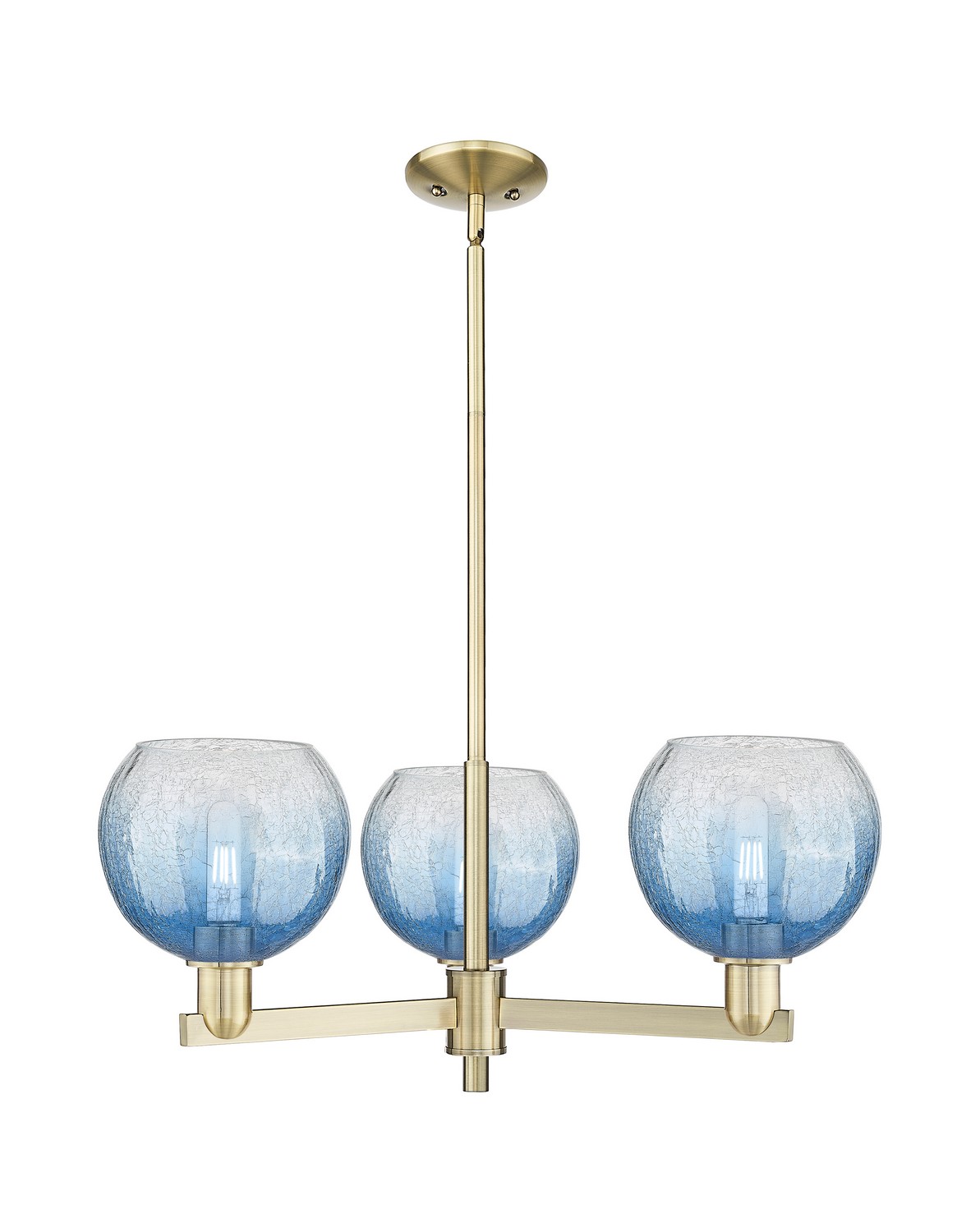 Three Light Pendant by Innovations - Arcadia Collection, Antique Brass Finish - 716-3CR-AB-G483-8SB