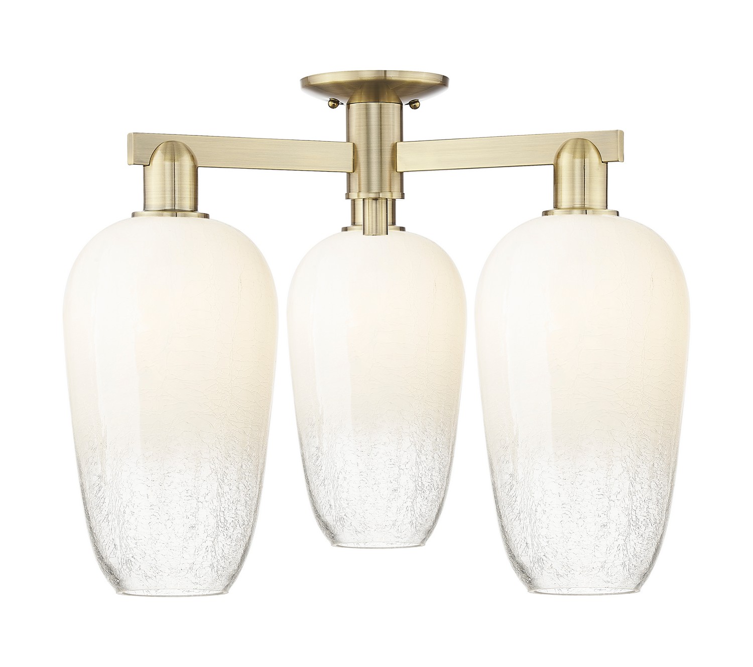 Three Light Semi-Flush Mount by Innovations - Arcadia Collection, Antique Brass Finish - 716-3F-AB-G484-7OP