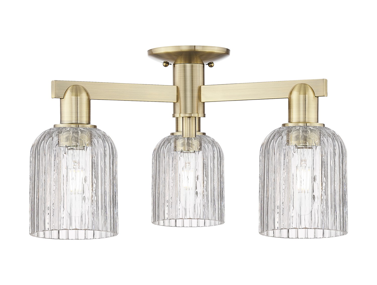 Three Light Semi-Flush Mount by Innovations - Arcadia Collection, Antique Brass Finish - 716-3F-AB-G559-5CL