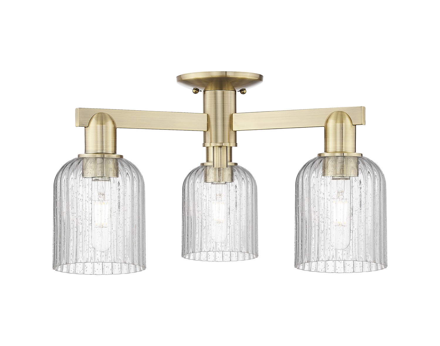 Three Light Semi-Flush Mount by Innovations - Arcadia Collection, Antique Brass Finish - 716-3F-AB-G559-5SDY