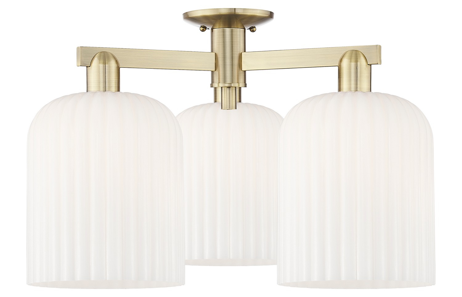 Three Light Semi-Flush Mount by Innovations - Arcadia Collection, Antique Brass Finish - 716-3F-AB-G559-8GWH