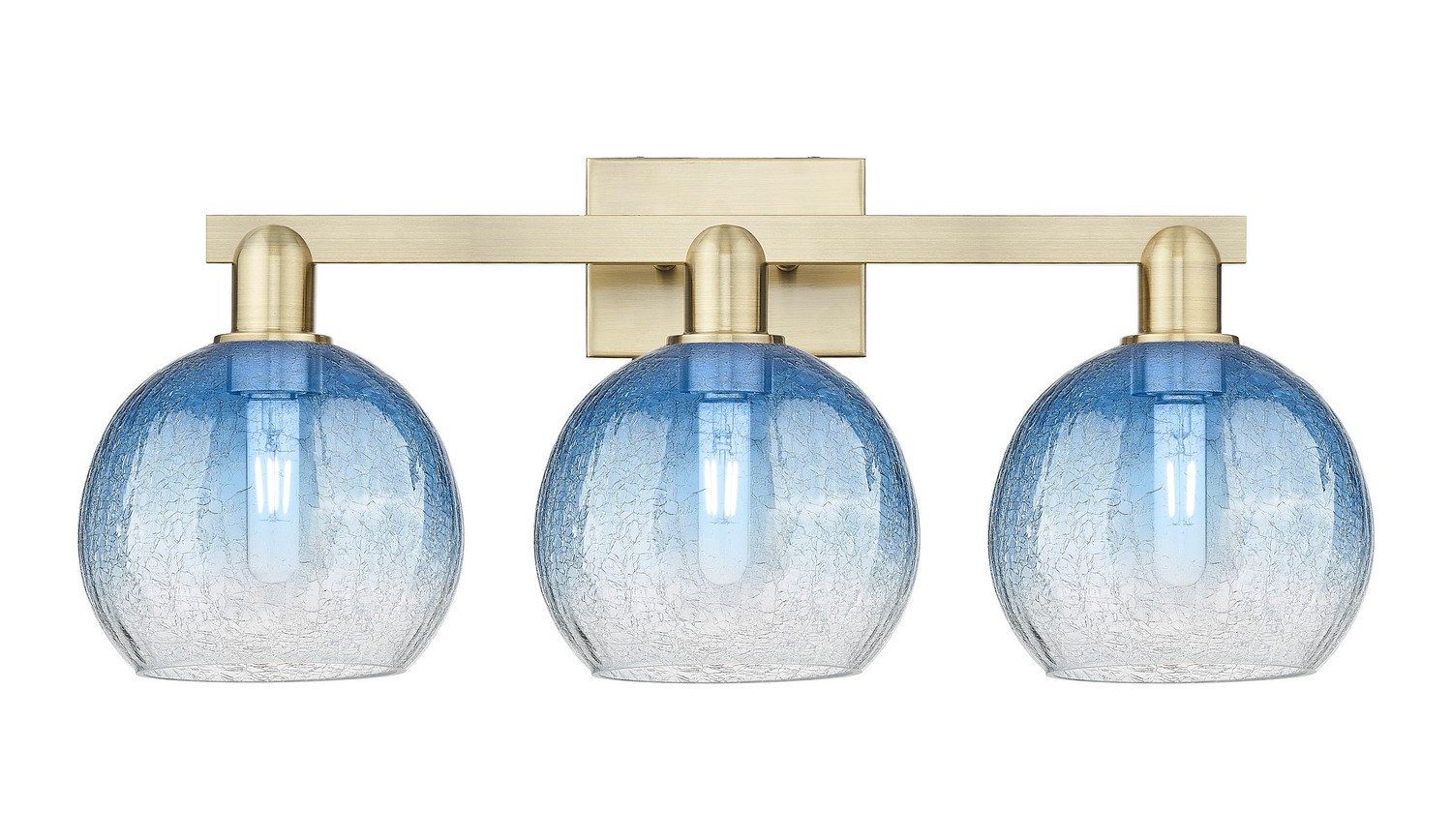 Three Light Bath Vanity by Innovations - Arcadia Collection, Antique Brass Finish - 716-3W-AB-G483-8SB