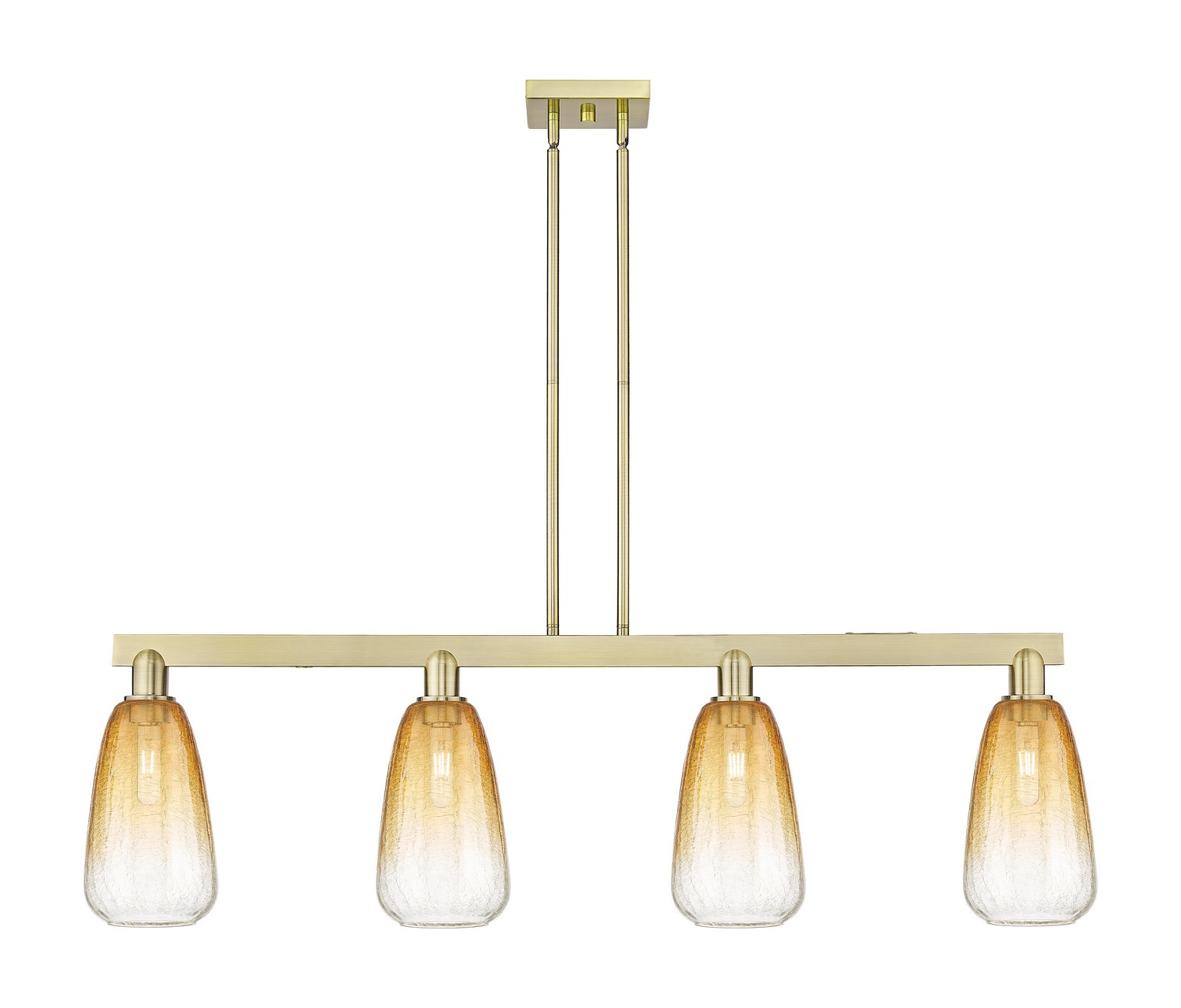 Four Light Island Pendant by Innovations - Arcadia Collection, Antique Brass Finish - 716-4I-AB-G480-6AM