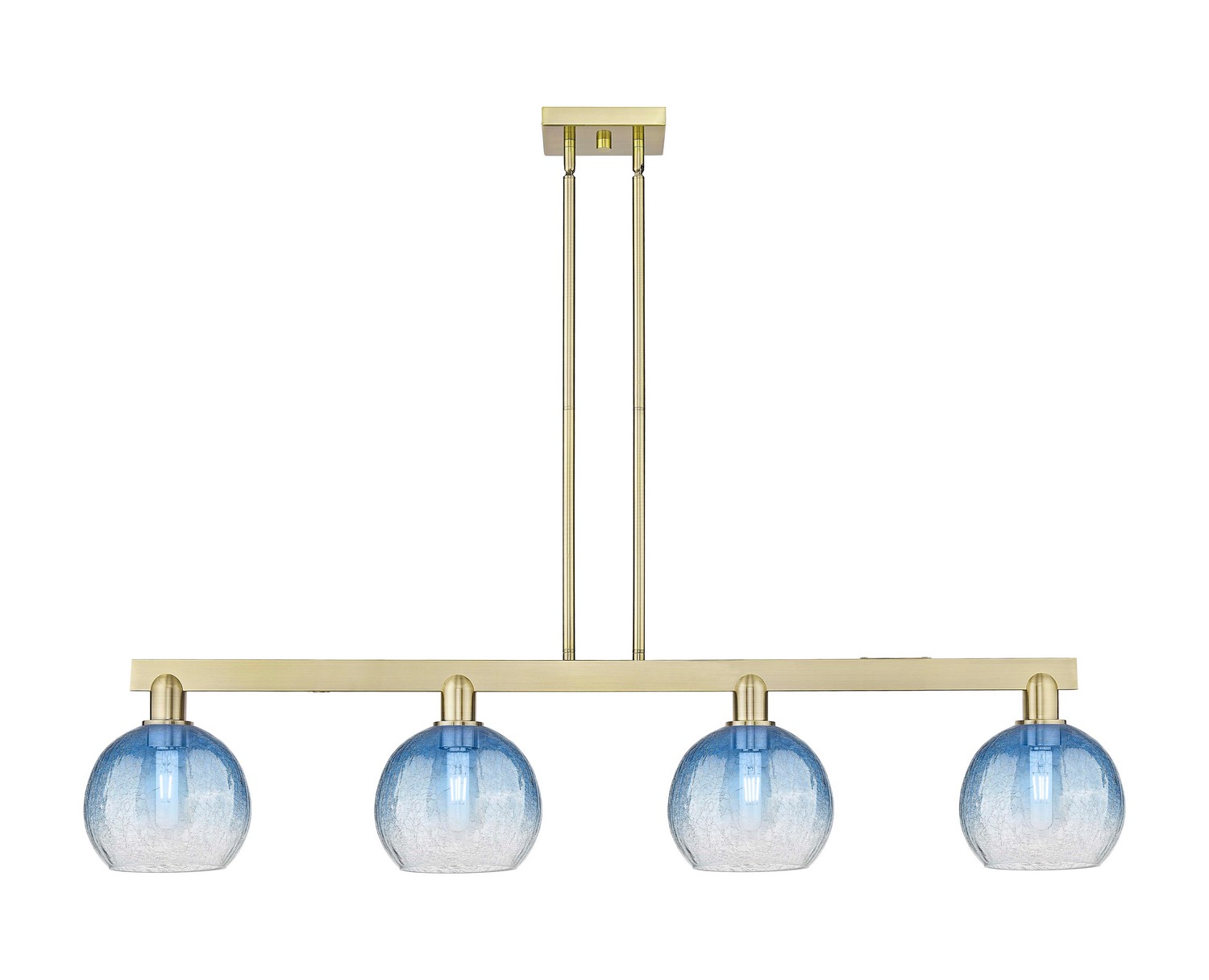Four Light Island Pendant by Innovations - Arcadia Collection, Antique Brass Finish - 716-4I-AB-G483-8SB