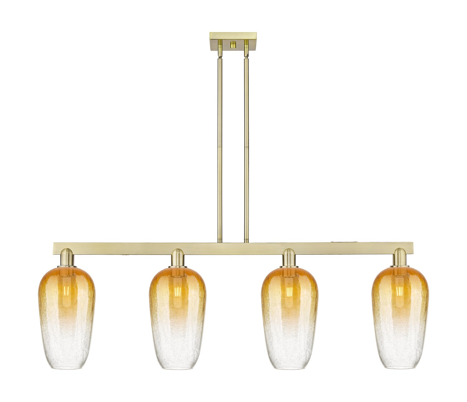 Four Light Island Pendant by Innovations - Arcadia Collection, Antique Brass Finish - 716-4I-AB-G484-7AM