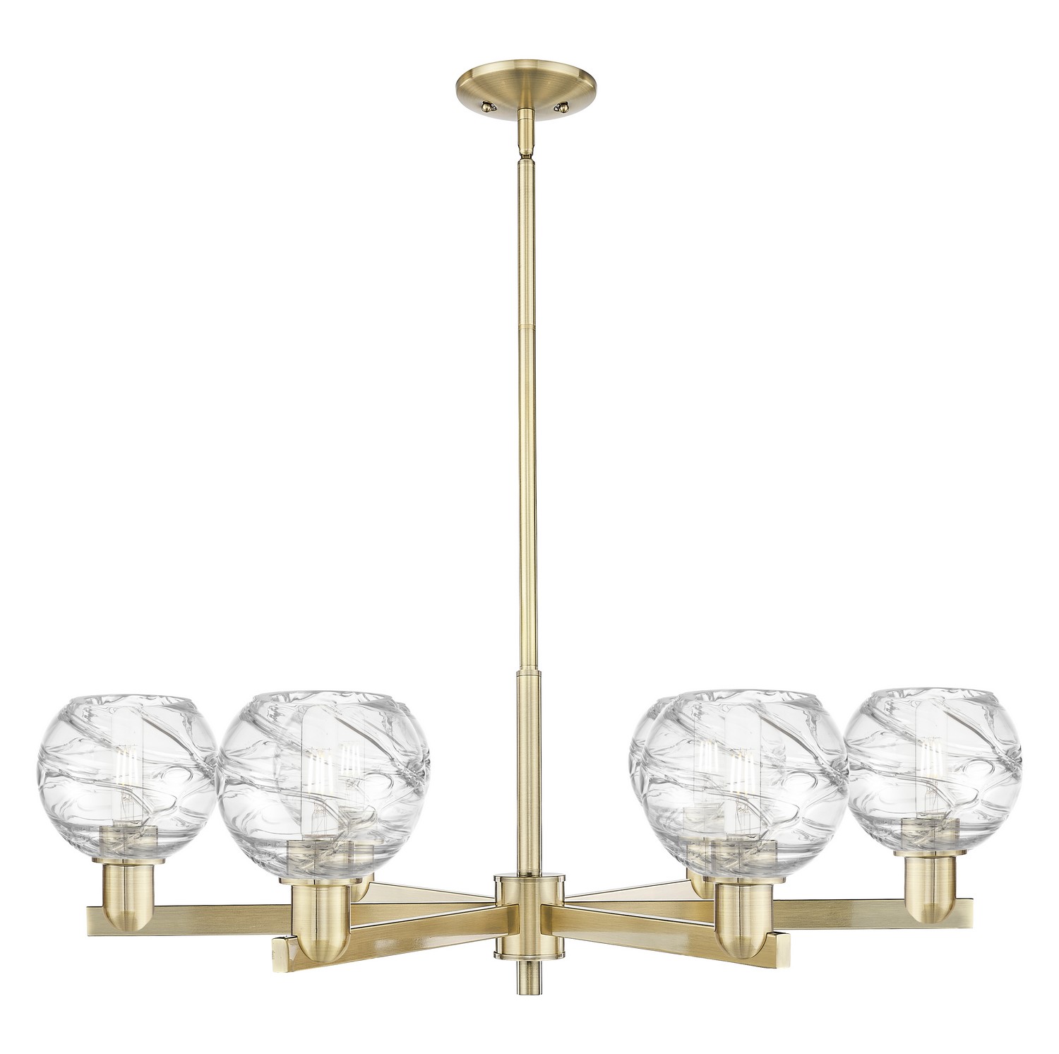Six Light Chandelier by Innovations - Arcadia Collection, Antique Brass Finish - 716-6CR-AB-G1213-6CL