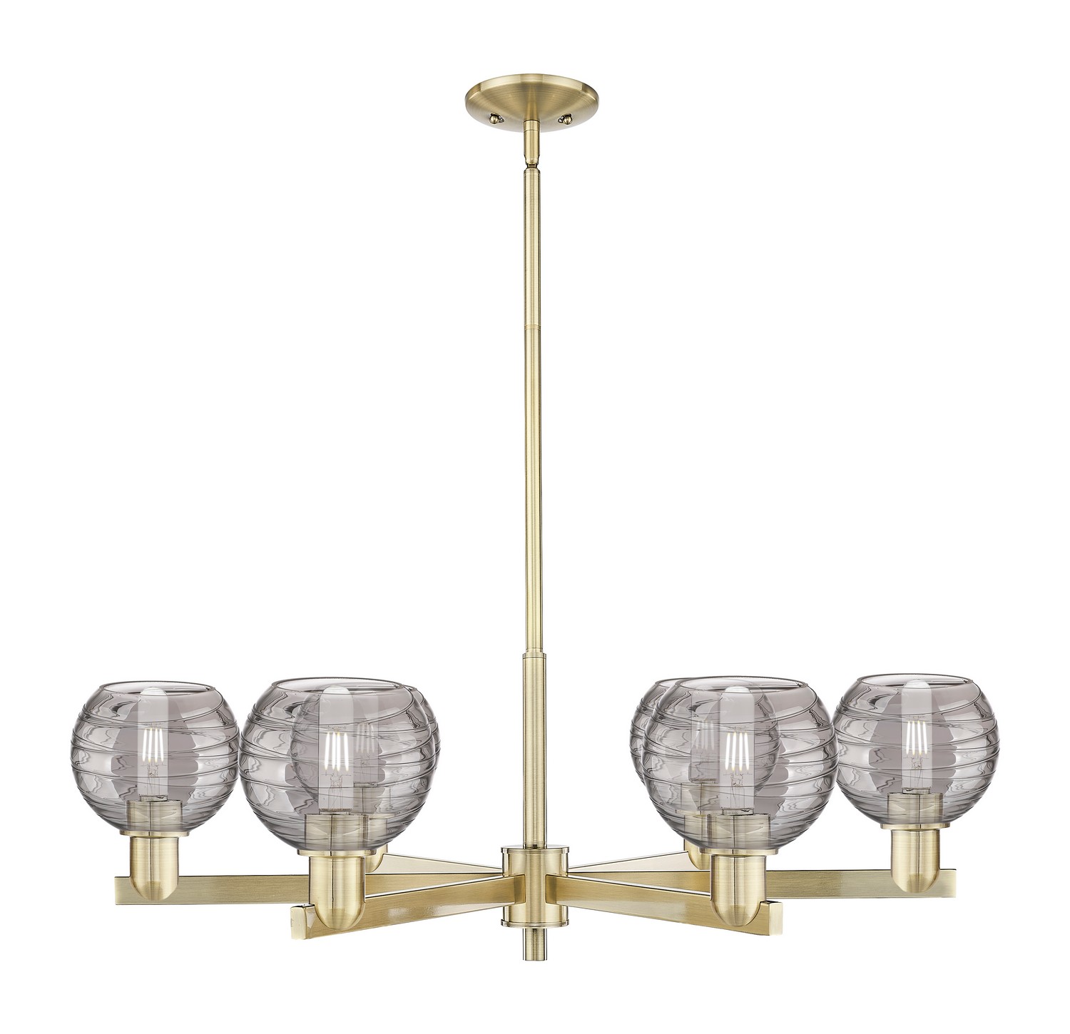 Six Light Chandelier by Innovations - Arcadia Collection, Antique Brass Finish - 716-6CR-AB-G1213-6SM