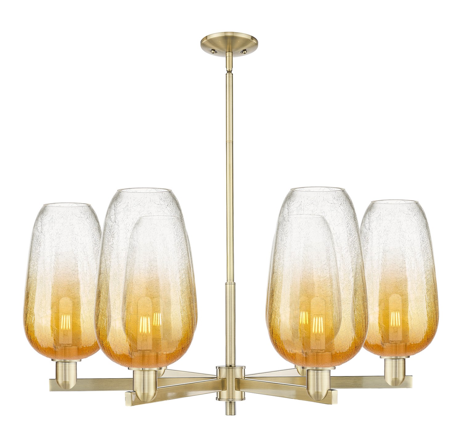 Six Light Chandelier by Innovations - Arcadia Collection, Antique Brass Finish - 716-6CR-AB-G484-7AM