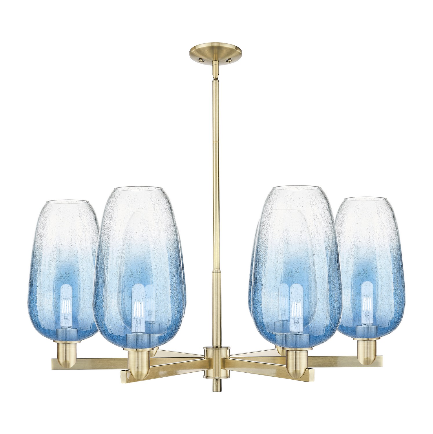 Six Light Chandelier by Innovations - Arcadia Collection, Antique Brass Finish - 716-6CR-AB-G484-7SB