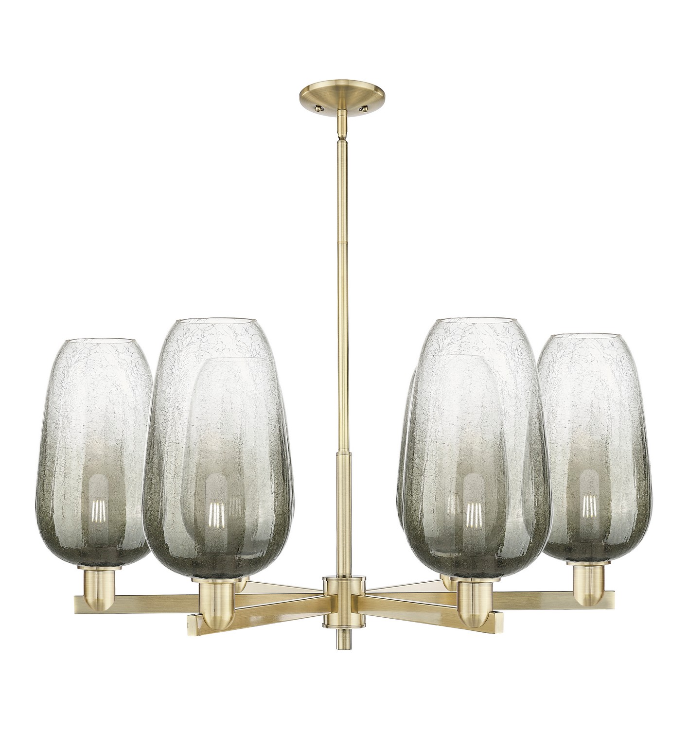 Six Light Chandelier by Innovations - Arcadia Collection, Antique Brass Finish - 716-6CR-AB-G484-7SL