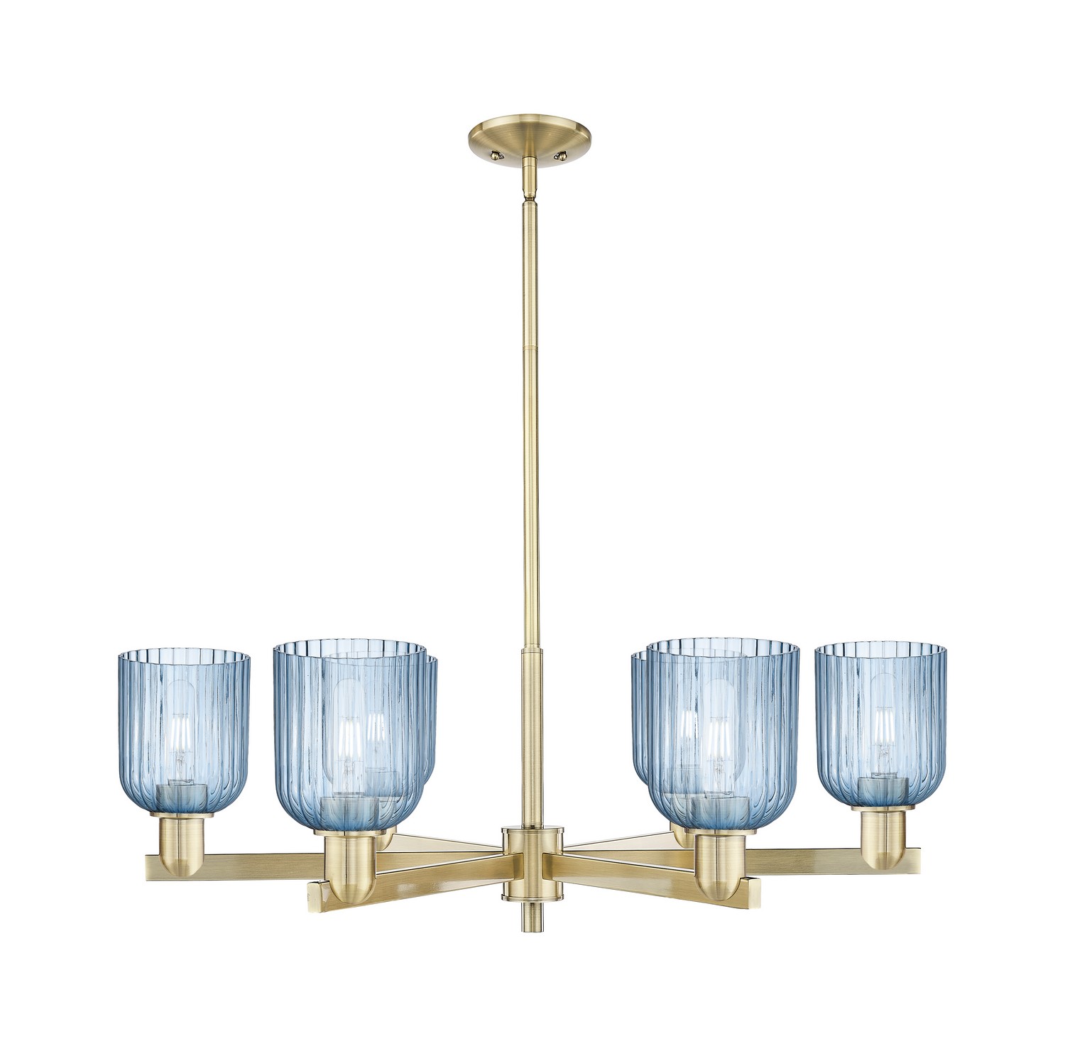 Six Light Chandelier by Innovations - Arcadia Collection, Antique Brass Finish - 716-6CR-AB-G559-5BL