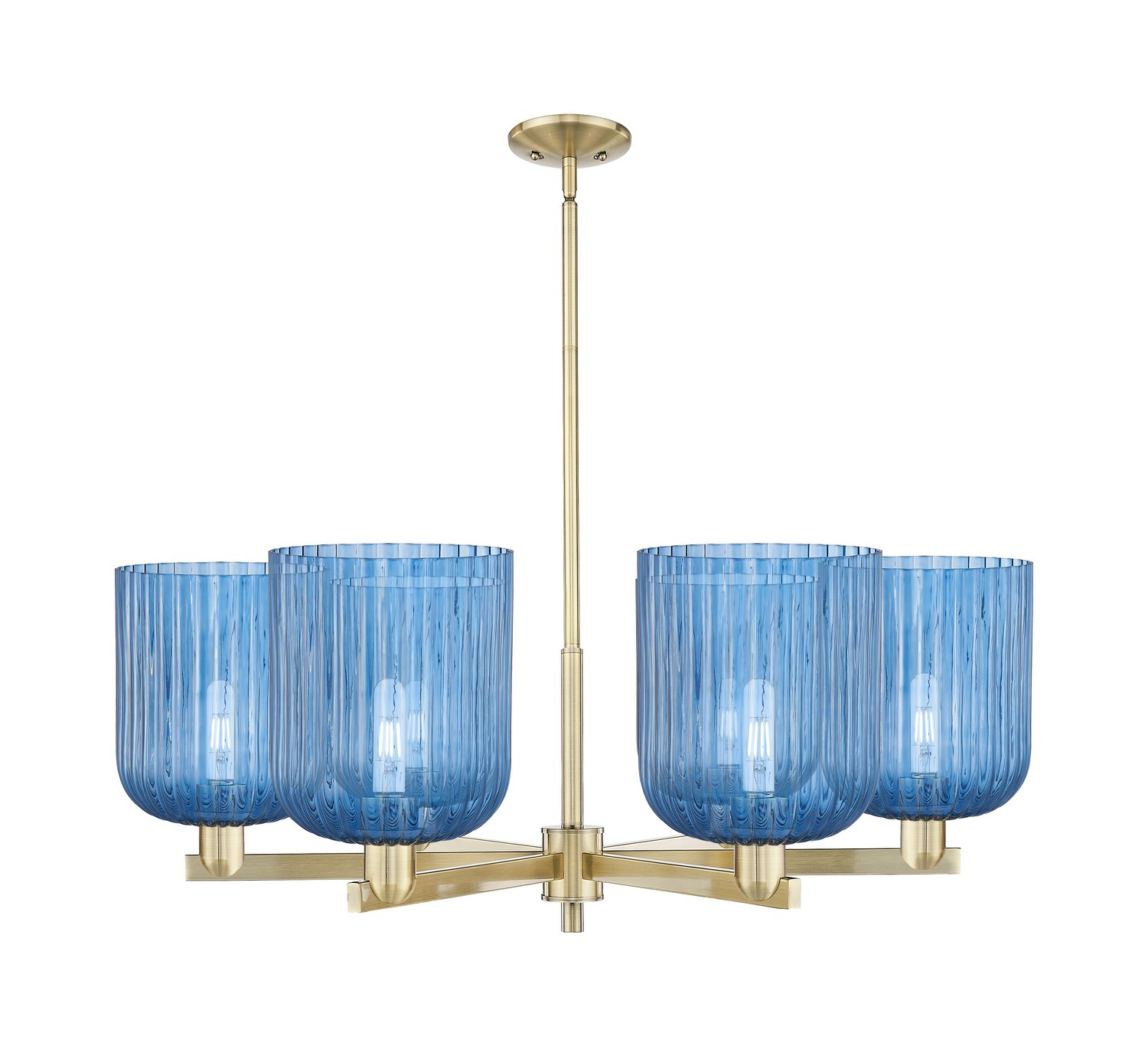 Six Light Chandelier by Innovations - Arcadia Collection, Antique Brass Finish - 716-6CR-AB-G559-8BL