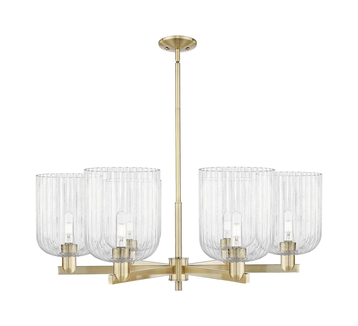 Six Light Chandelier by Innovations - Arcadia Collection, Antique Brass Finish - 716-6CR-AB-G559-8CL