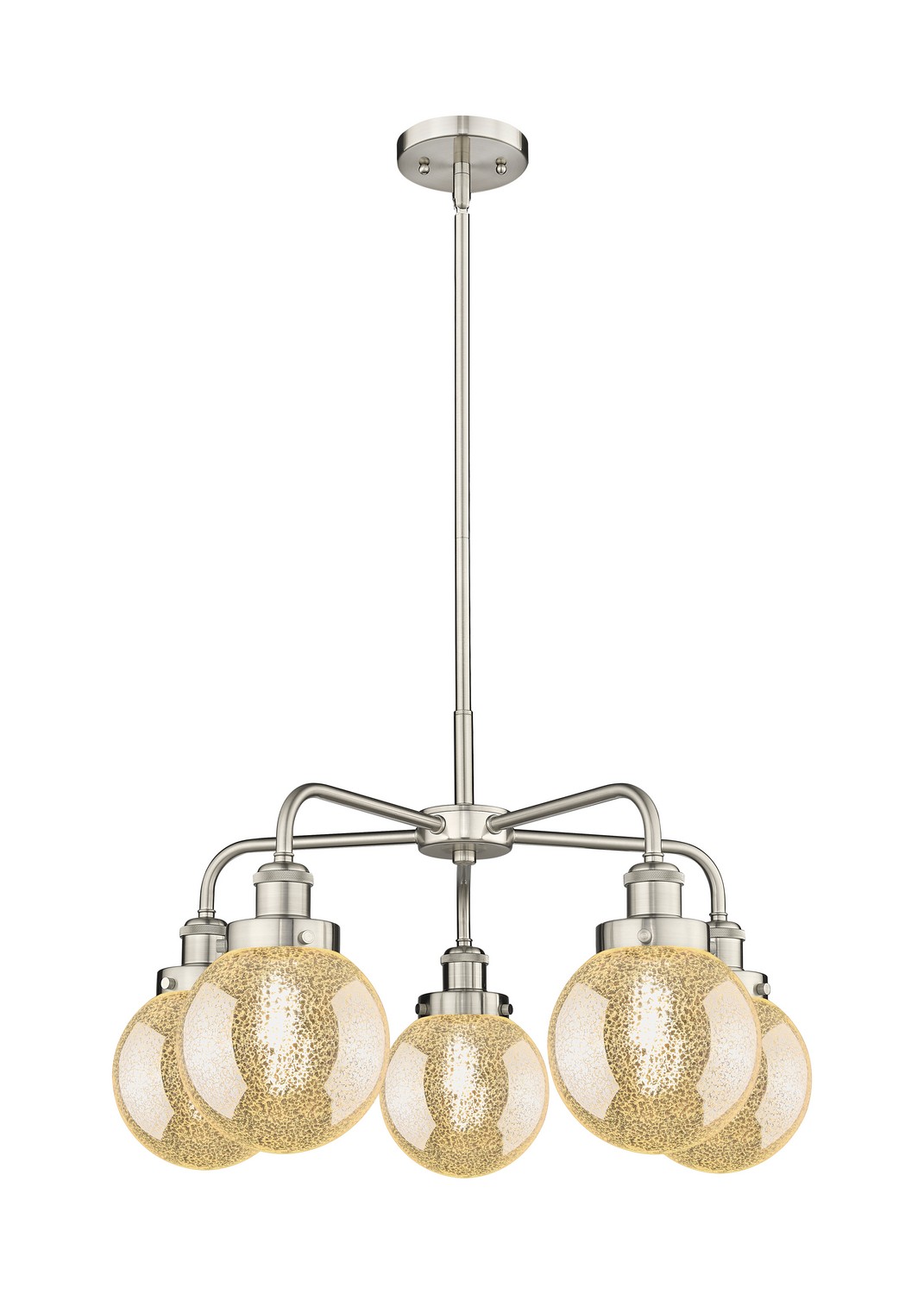 Five Light Chandelier by Innovations - Ballston Urban Collection, Satin Nickel Finish - 916-5CR-SN-G208-6