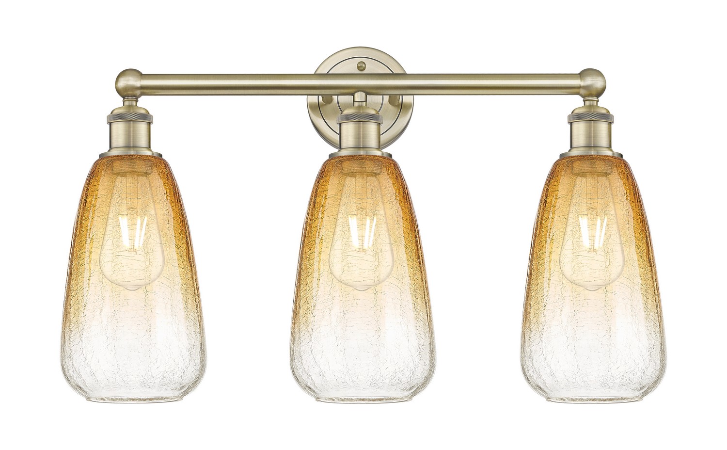 Three Light Bath Vanity by Innovations - Edison Collection, Antique Brass Finish - 616-3W-AB-G480-6AM