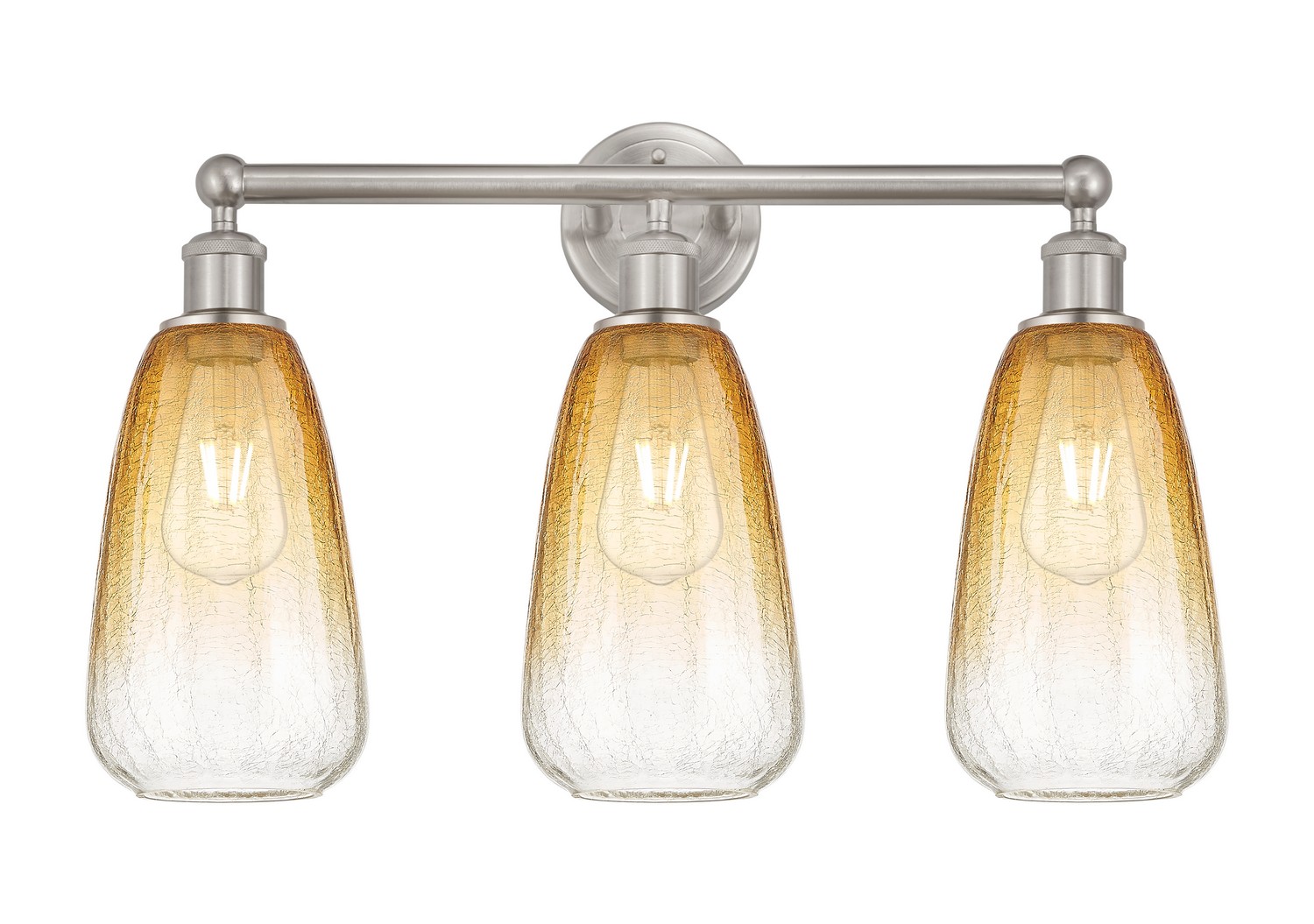 Three Light Bath Vanity by Innovations - Edison Collection, Brushed Satin Nickel Finish - 616-3W-SN-G480-6AM