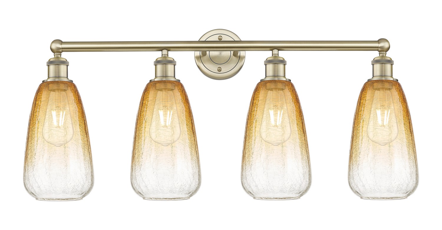 Four Light Bath Vanity by Innovations - Edison Collection, Antique Brass Finish - 616-4W-AB-G480-6AM