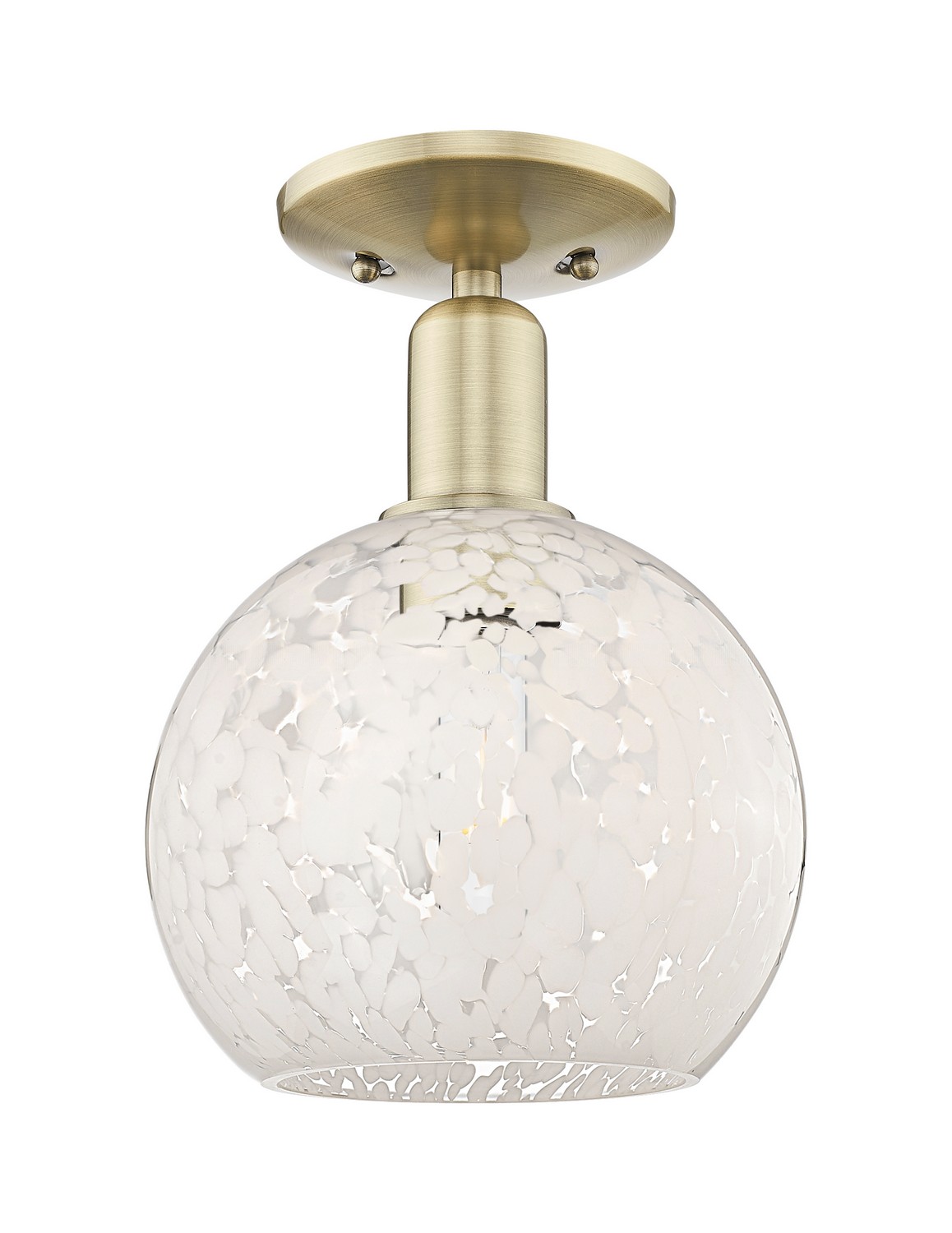 One Light Semi-Flush Mount by Innovations - Arcadia Collection, Antique Brass Finish - 716-1C-AB-G1216-8WM