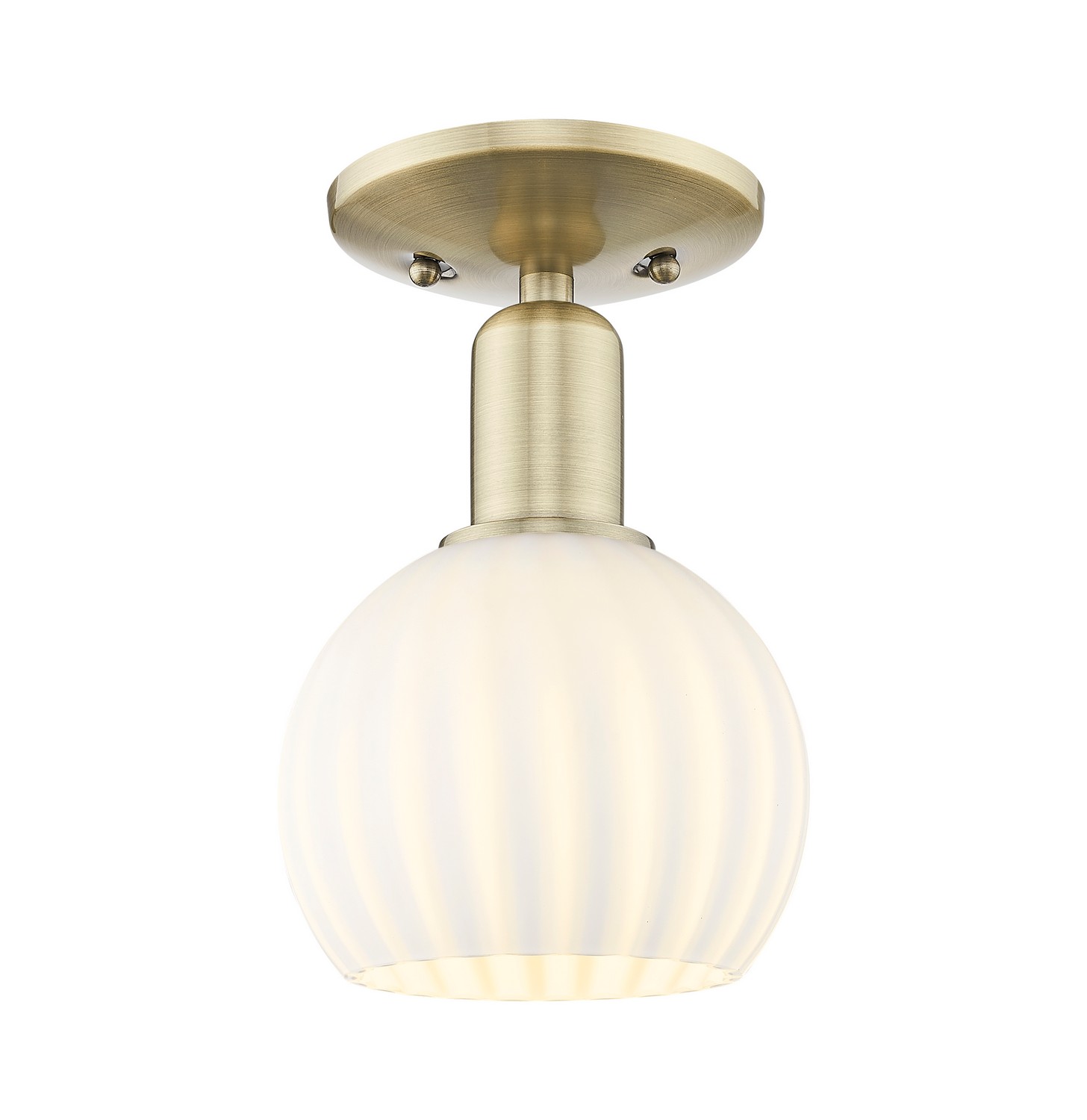 One Light Semi-Flush Mount by Innovations - Arcadia Collection, Antique Brass Finish - 716-1C-AB-G1217-6WV