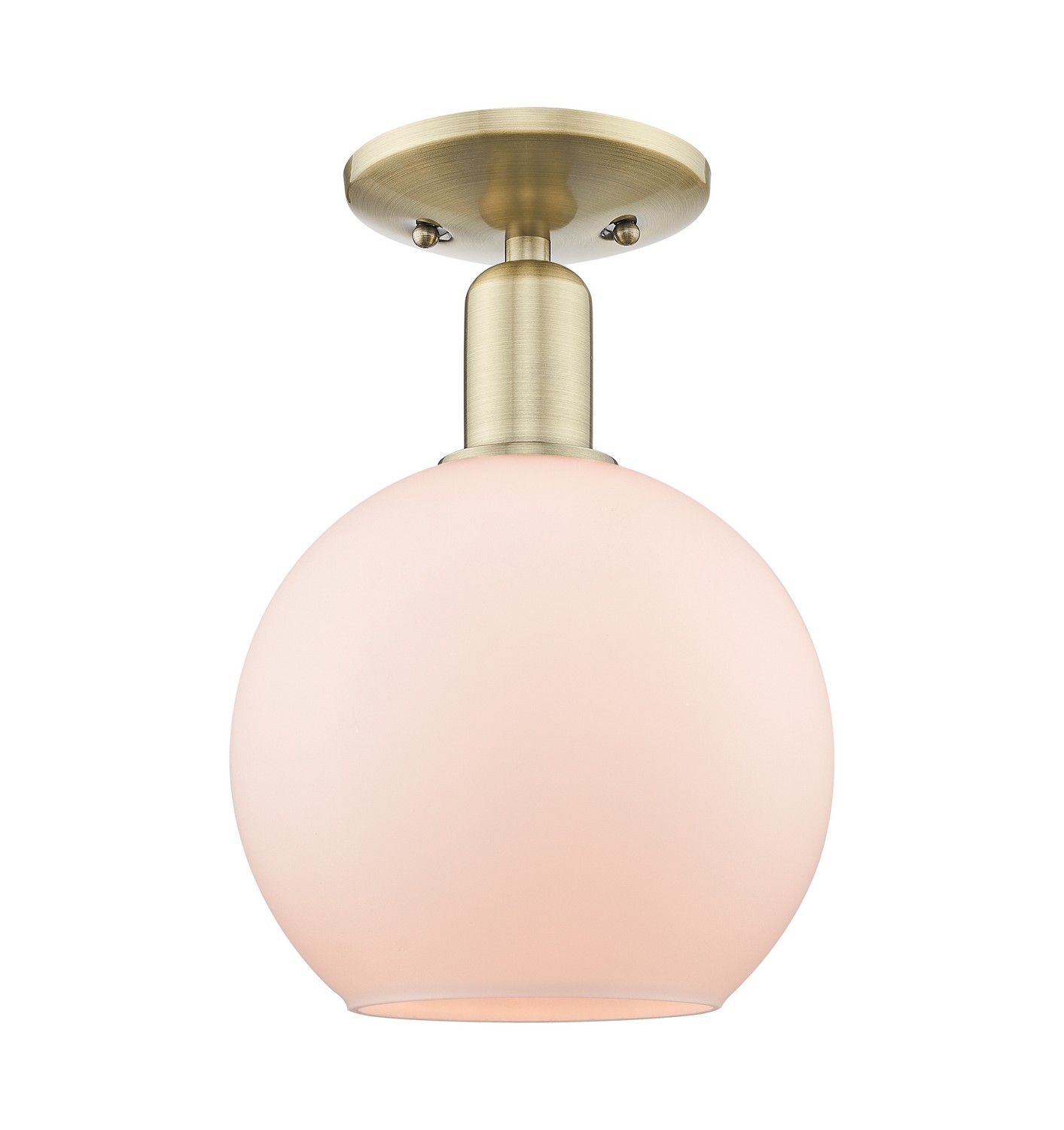 One Light Semi-Flush Mount by Innovations - Arcadia Collection, Antique Brass Finish - 716-1C-AB-G121-8