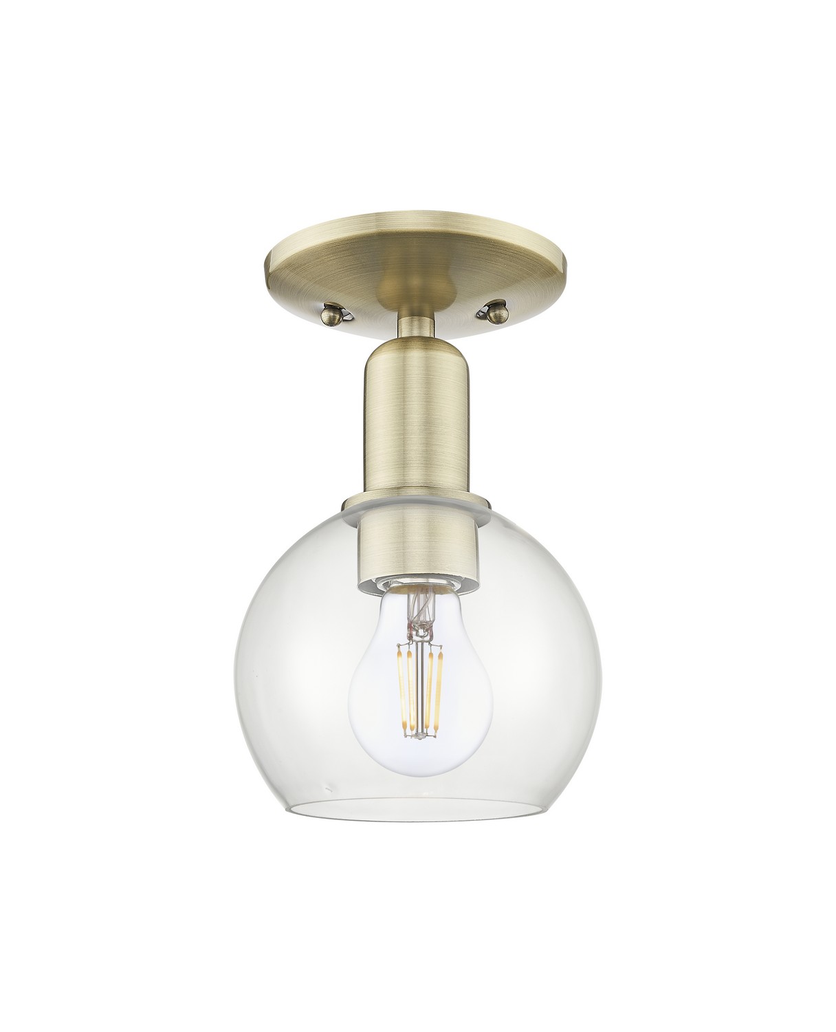 One Light Semi-Flush Mount by Innovations - Arcadia Collection, Antique Brass Finish - 716-1C-AB-G122-6