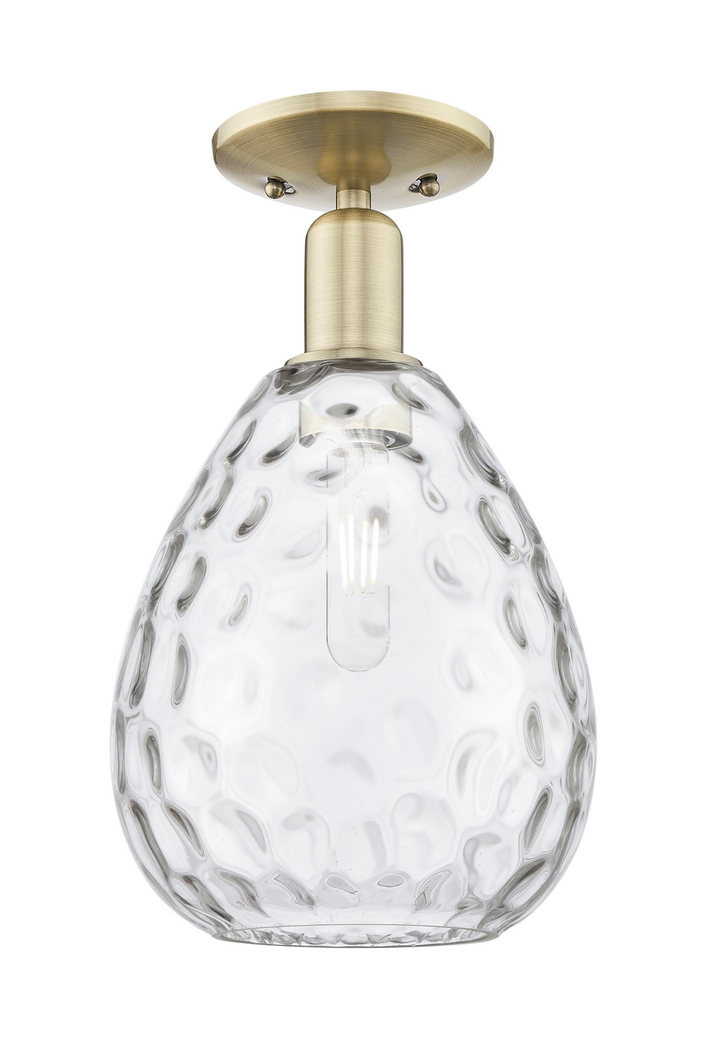 One Light Semi-Flush Mount by Innovations - Arcadia Collection, Antique Brass Finish - 716-1C-AB-G372