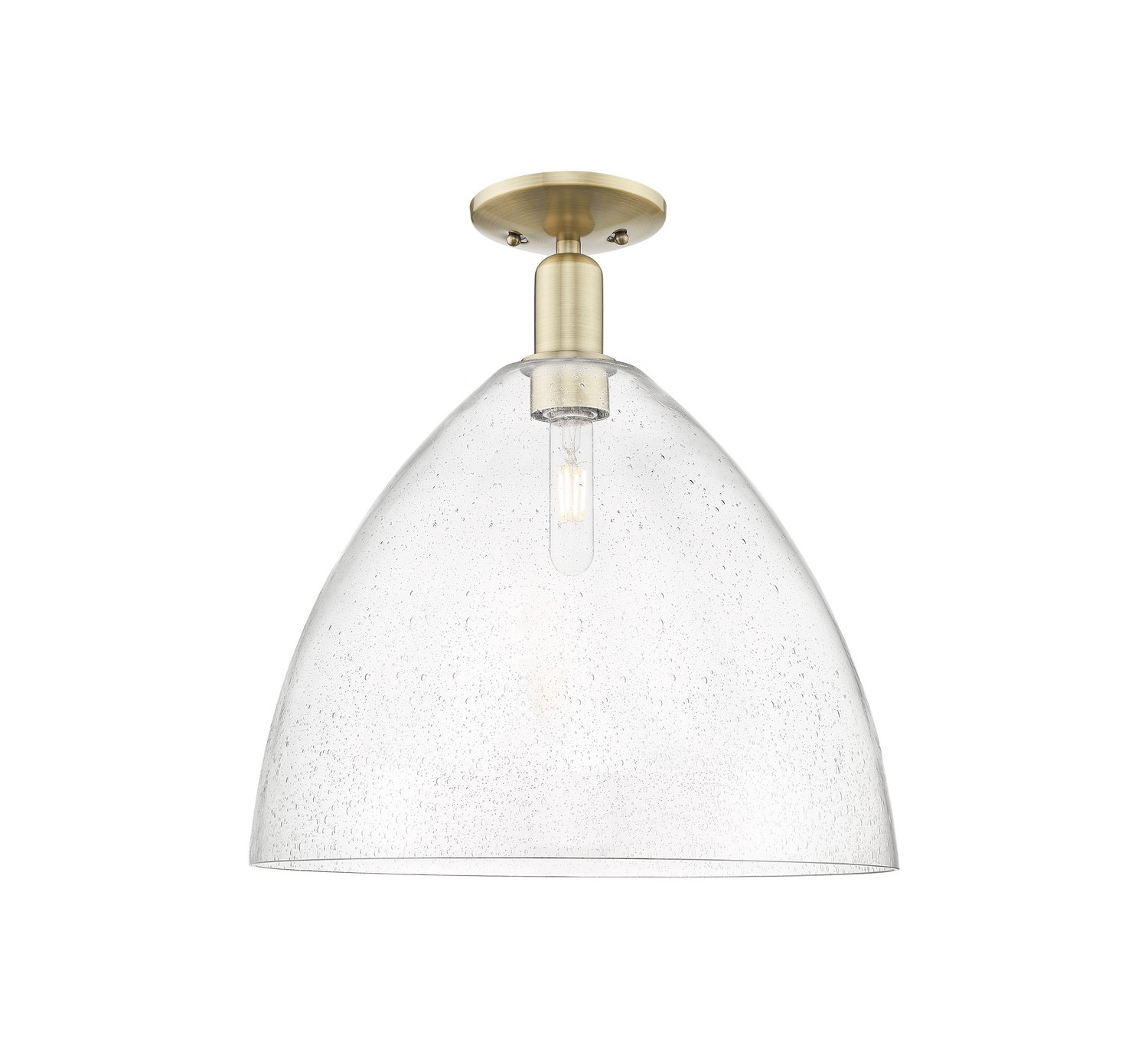 One Light Semi-Flush Mount by Innovations - Arcadia Collection, Antique Brass Finish - 716-1C-AB-GBD-164