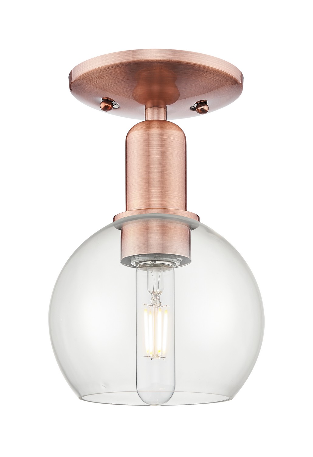 One Light Semi-Flush Mount by Innovations - Arcadia Collection, Antique Copper Finish - 716-1C-AC-G122-6
