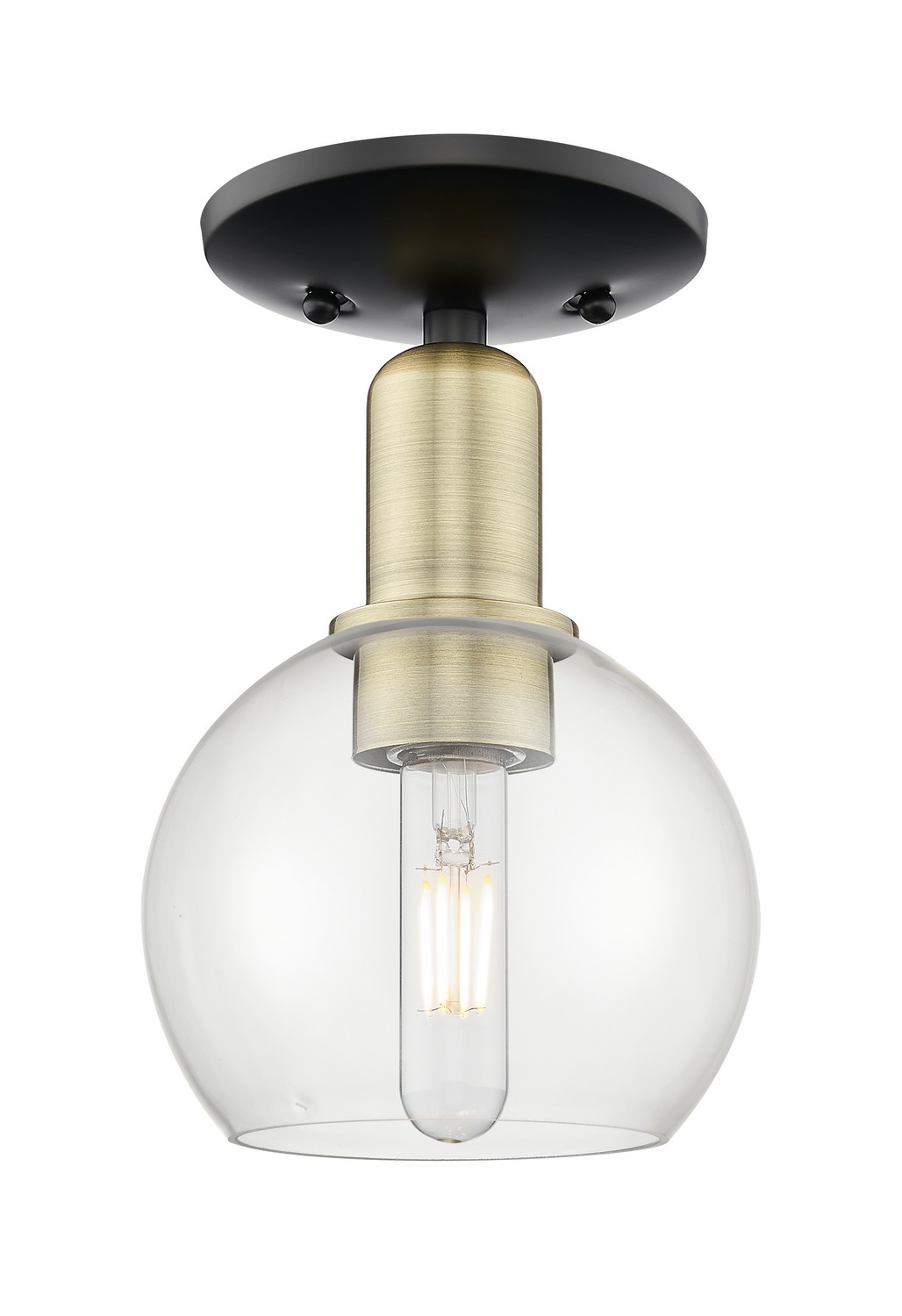 One Light Semi-Flush Mount by Innovations - Arcadia Collection, Black Antique Brass Finish - 716-1C-BAB-G122-6