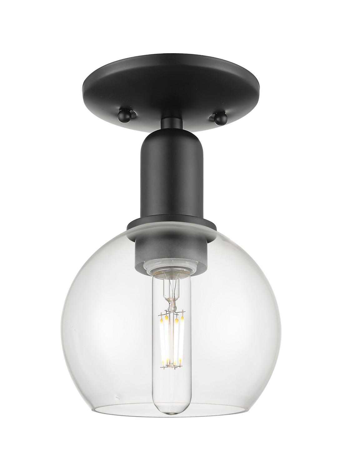 One Light Semi-Flush Mount by Innovations - Arcadia Collection, Matte Black Finish - 716-1C-BK-G122-6