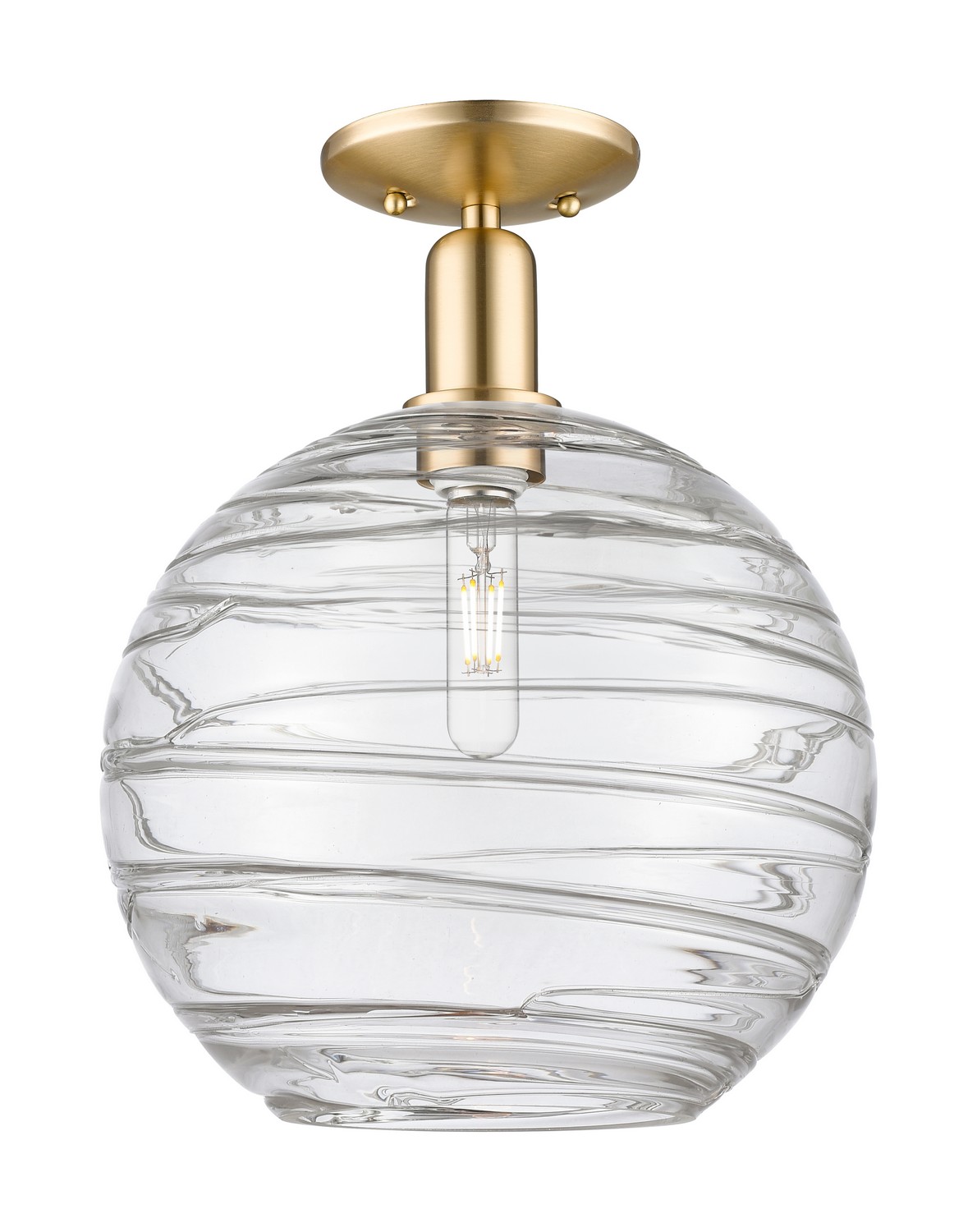 One Light Semi-Flush Mount by Innovations - Arcadia Collection, Champagne Bronze Finish - 716-1C-CB-G1213-12CL