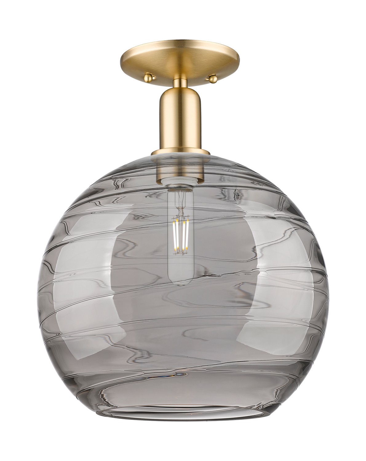 One Light Semi-Flush Mount by Innovations - Arcadia Collection, Champagne Bronze Finish - 716-1C-CB-G1213-12SM
