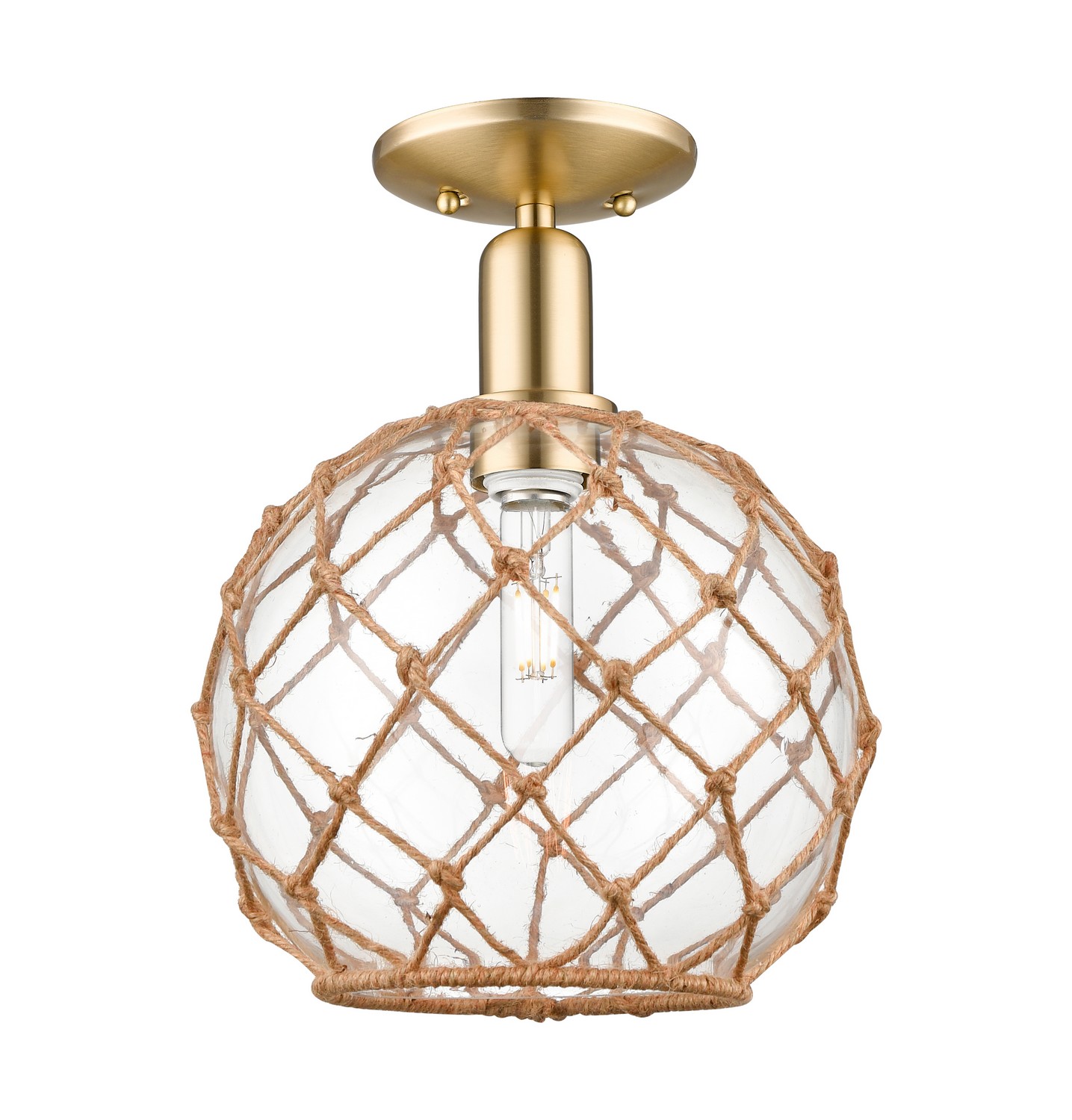 One Light Semi-Flush Mount by Innovations - Arcadia Collection, Champagne Bronze Finish - 716-1C-CB-G122-10RB