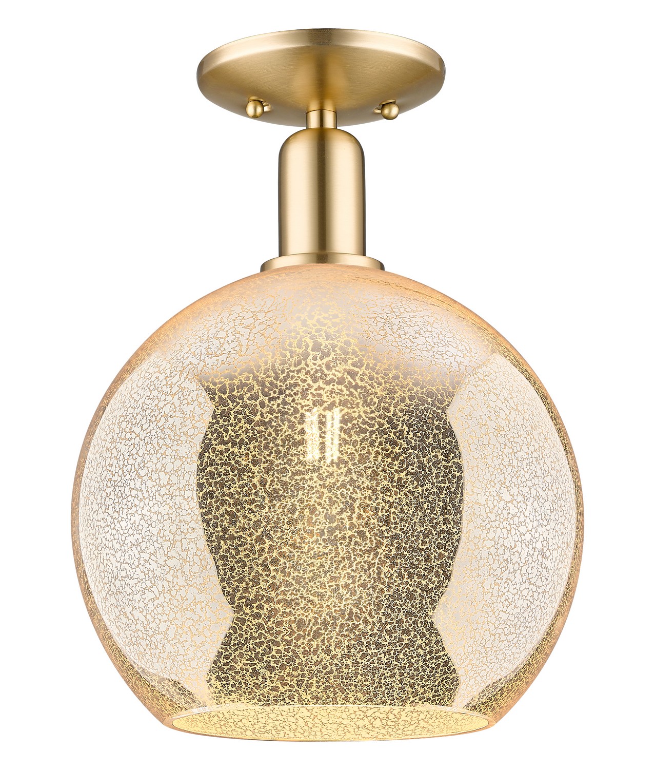 One Light Semi-Flush Mount by Innovations - Arcadia Collection, Champagne Bronze Finish - 716-1C-CB-G128-10